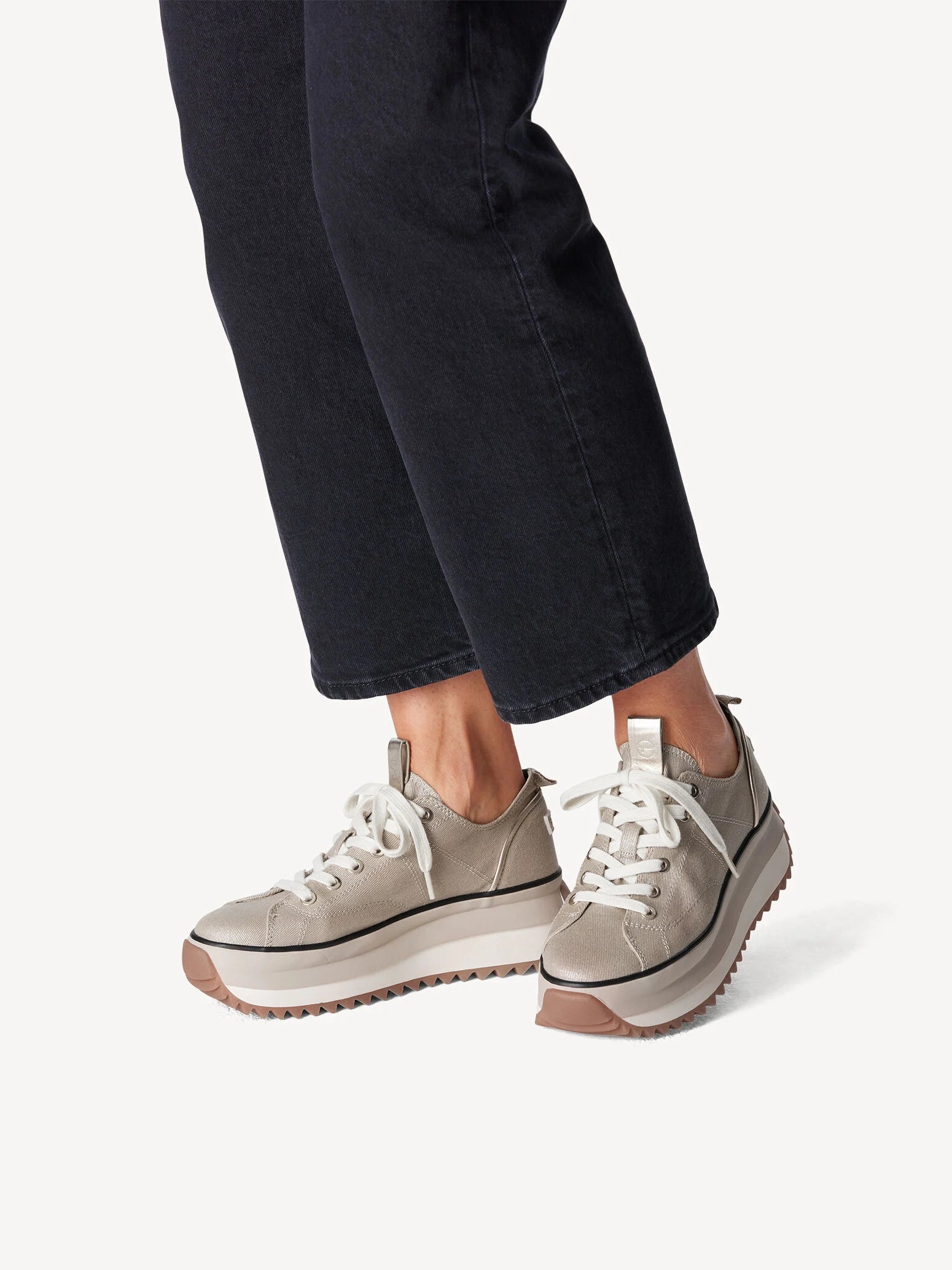 Tamaris Platform Champagne Lace Up Trainer image 0