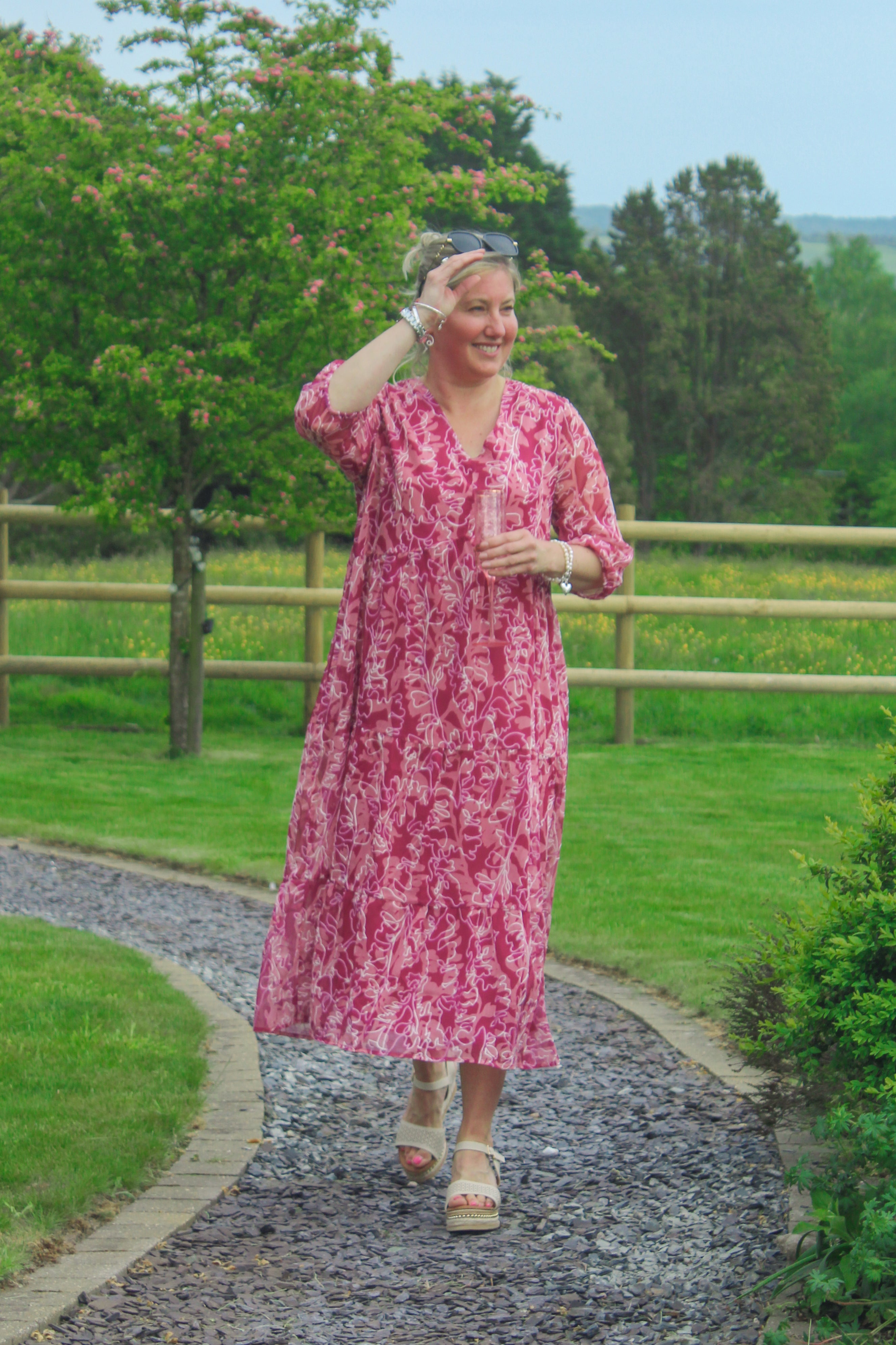 Shadow Floral Embroidered Tiered Dress image 0