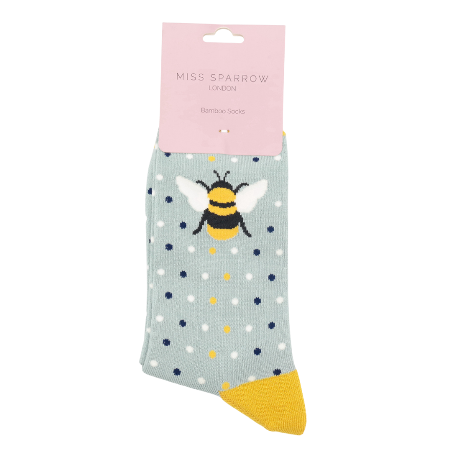 Women's Bamboo Socks - Bumble Bee Polka Dots image 1