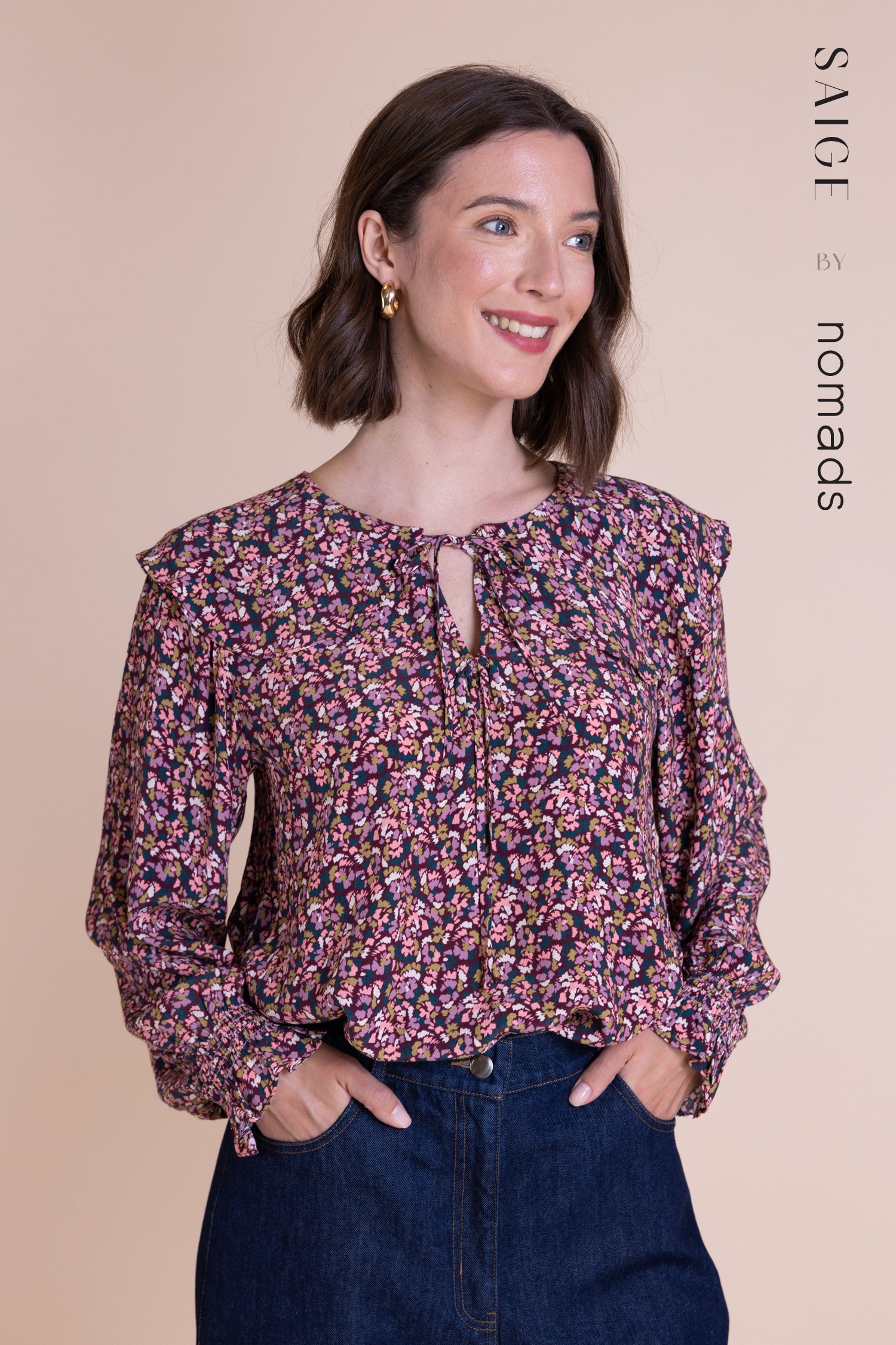 Saige Ditsy Floral Frill Neck Blouse image 0