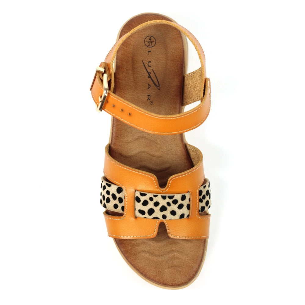 Lunar Buckled Carla Tan Sandal with Leapord Print image 4