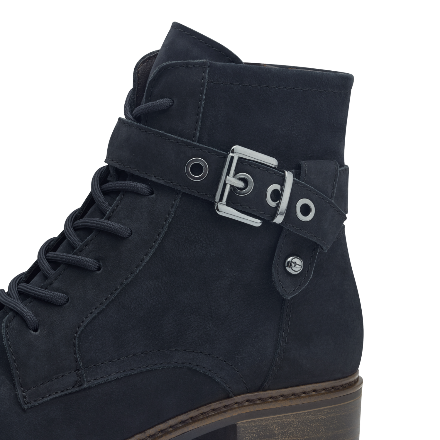 Tamaris Navy Nubuc Suede Leather Biker Boots image 2