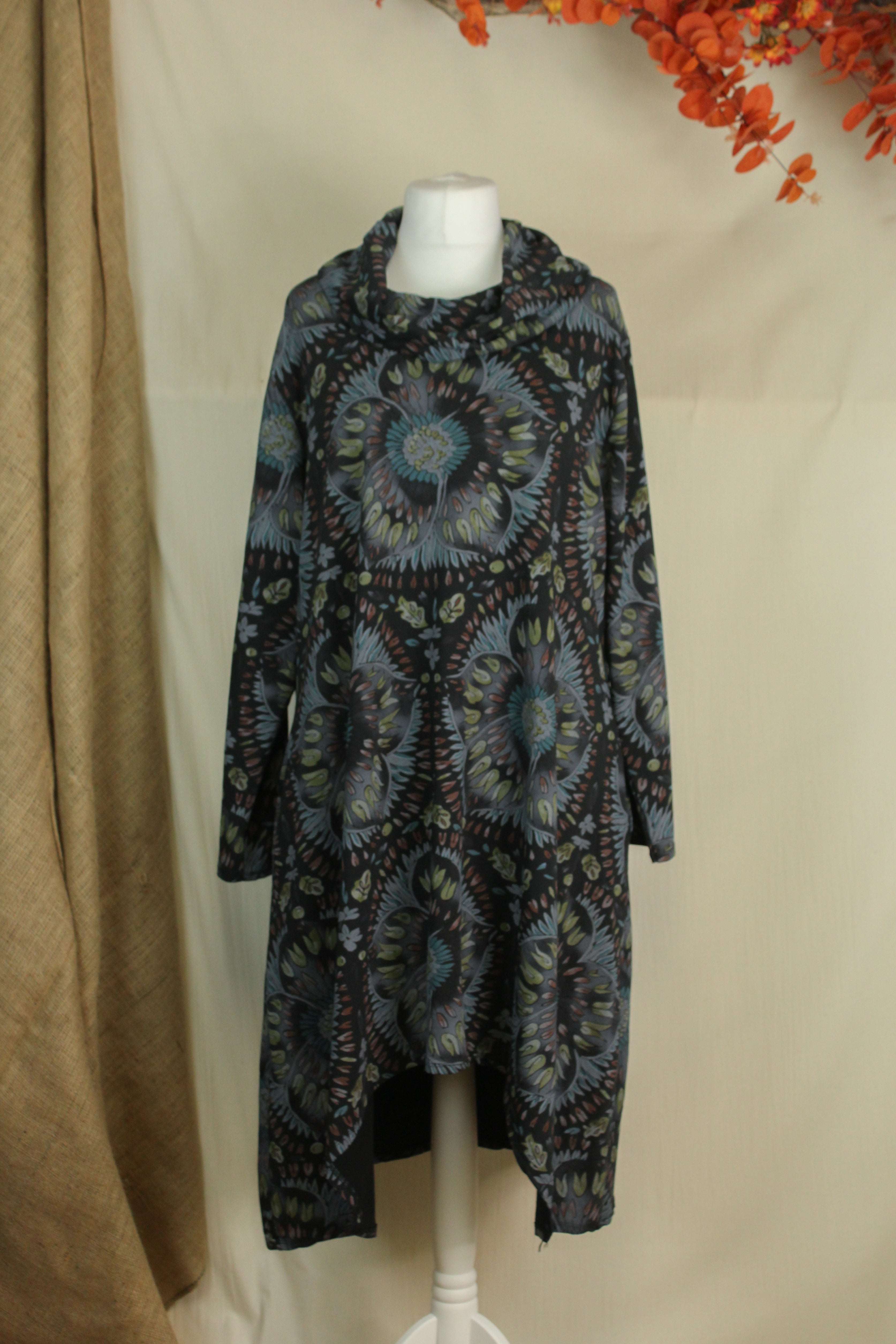 Plus Size Floral Cowl Neck Midi Dress image 1