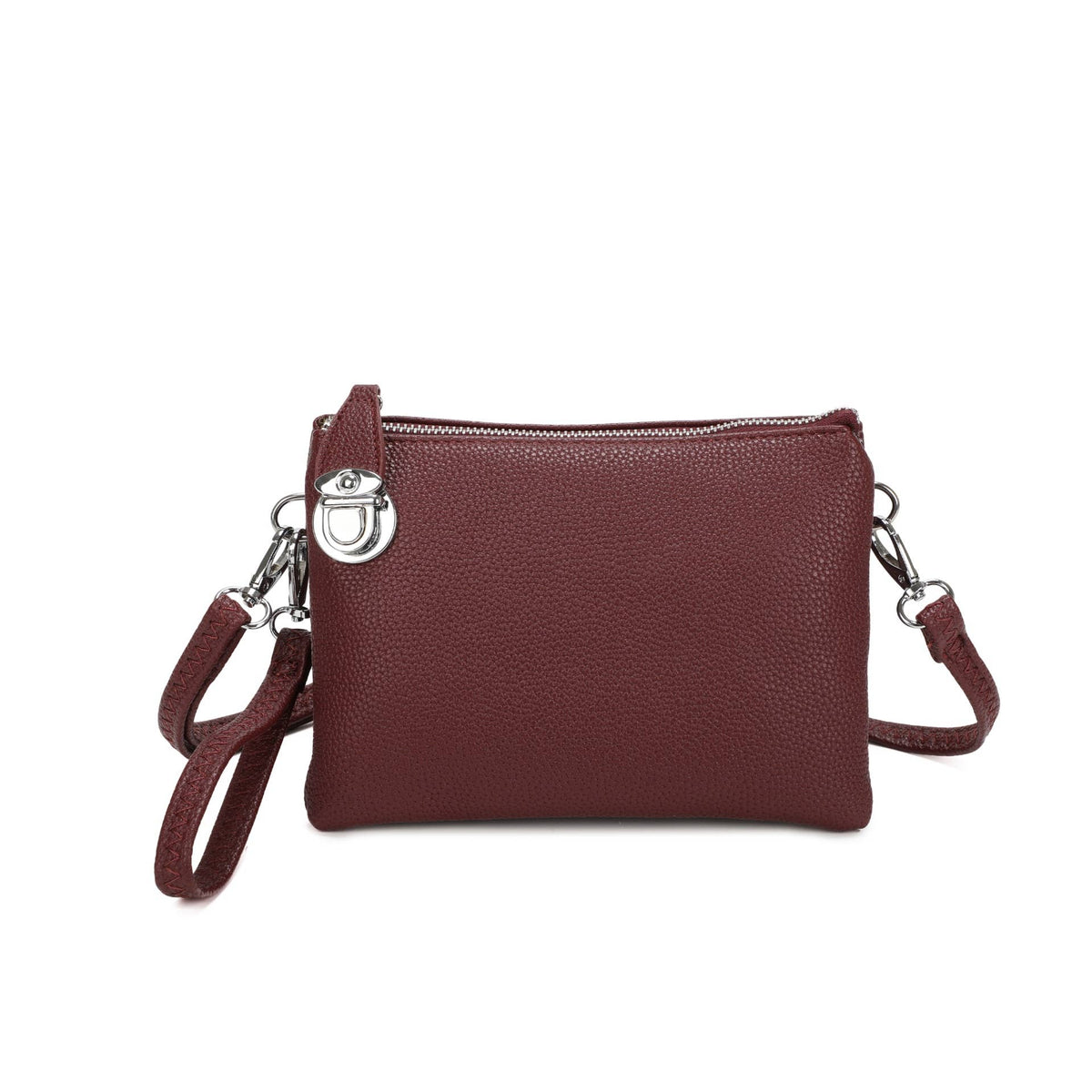 Double-zip crossbody pouch bag in Brown, Coffee, Teal and Navy - product view 16