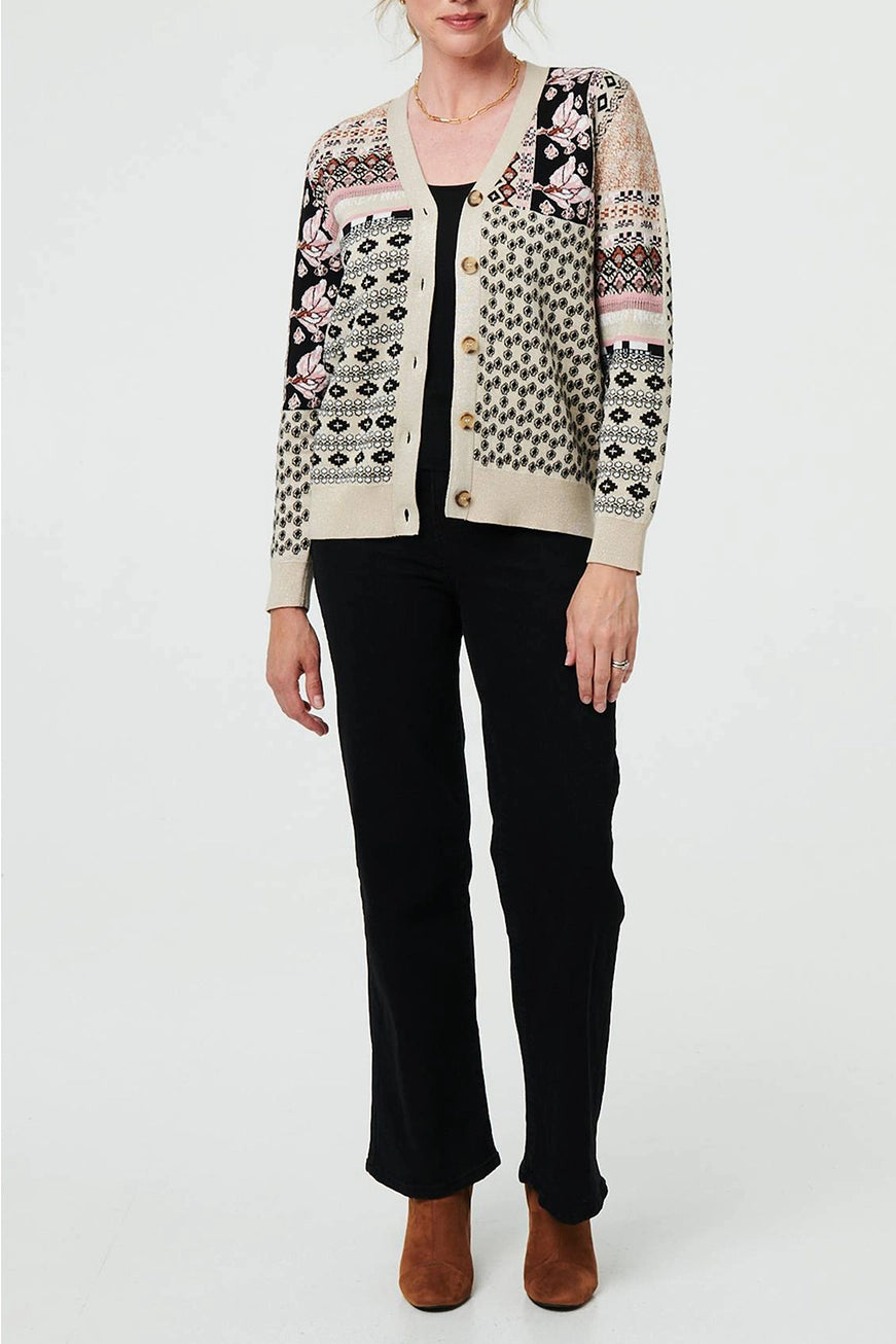 Patchwork Print Long Sleeve Cardigan - The Coastal Boutique