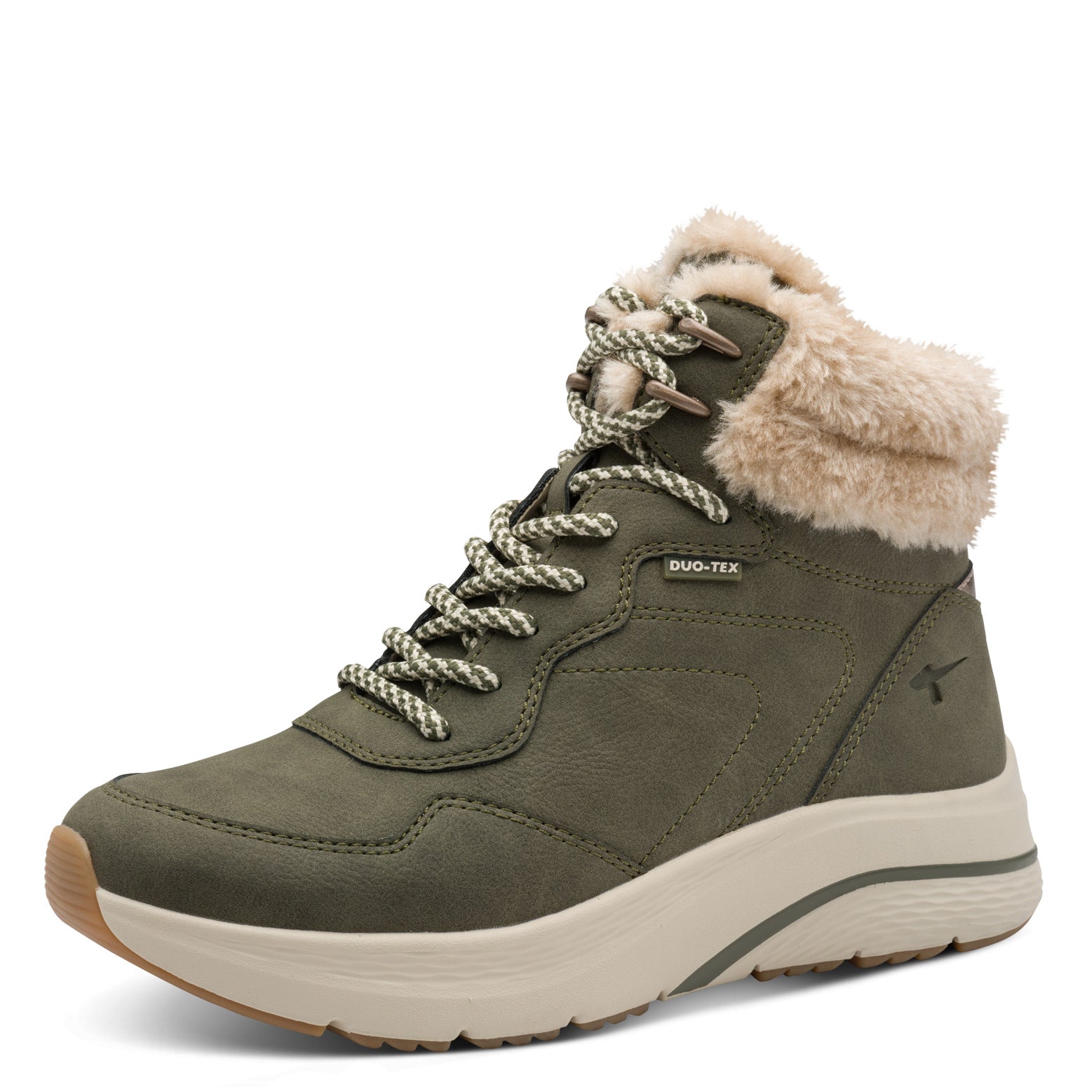 Tamaris Olive Faux Fur Lace-up Boots image 1