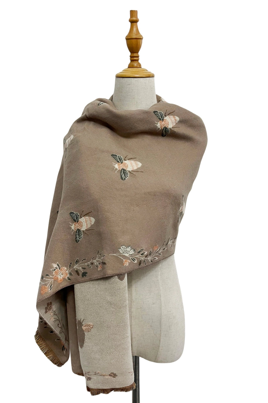 Bee Floral Soft Woven Frayed Scarf image 1