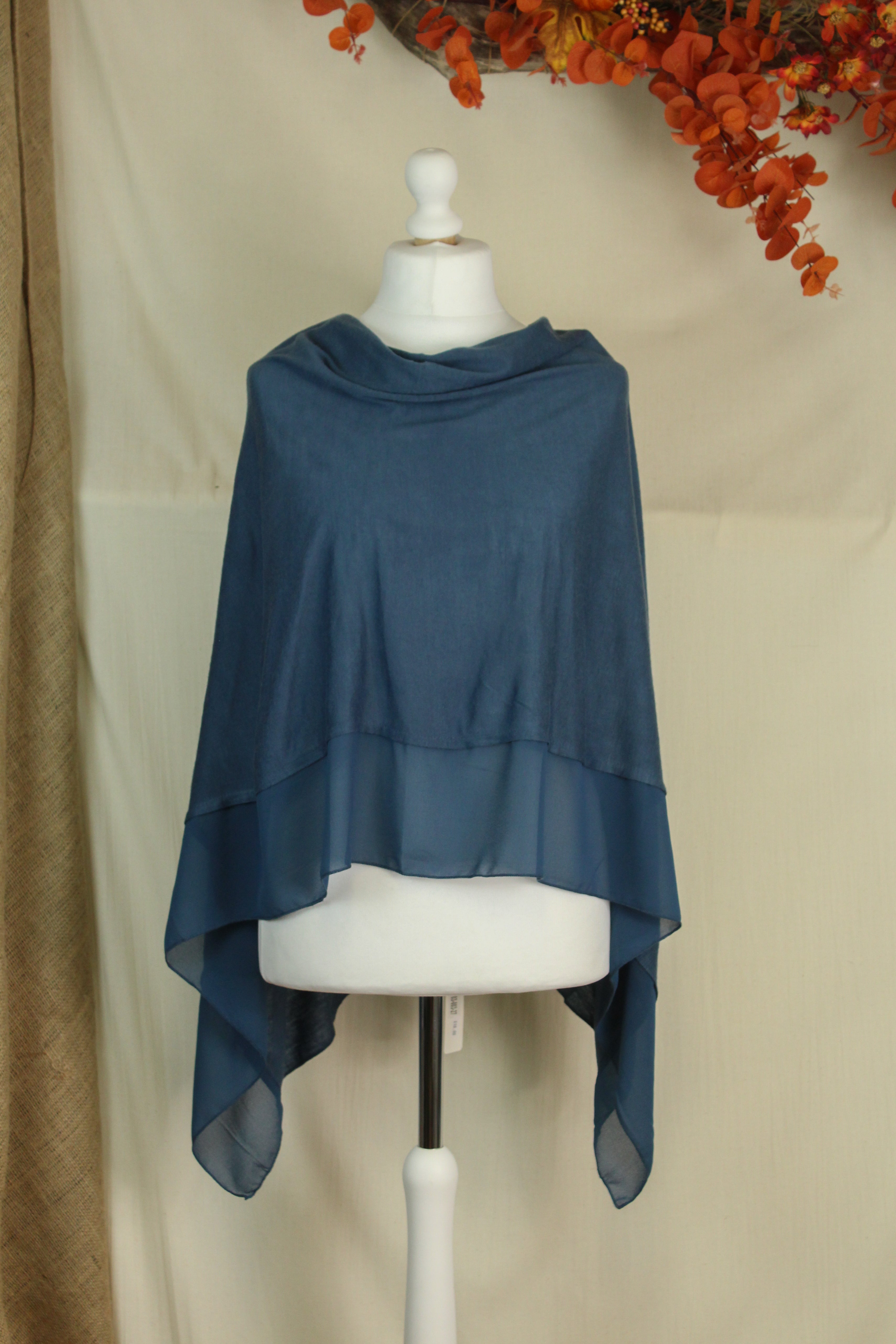 Lightweight Poncho - Denim Blue image 1