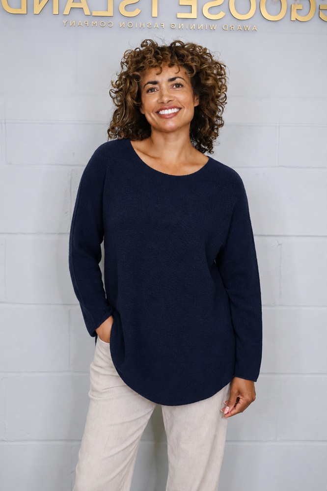Goose Island Scoop-Neck Cosy Jumper in Navy