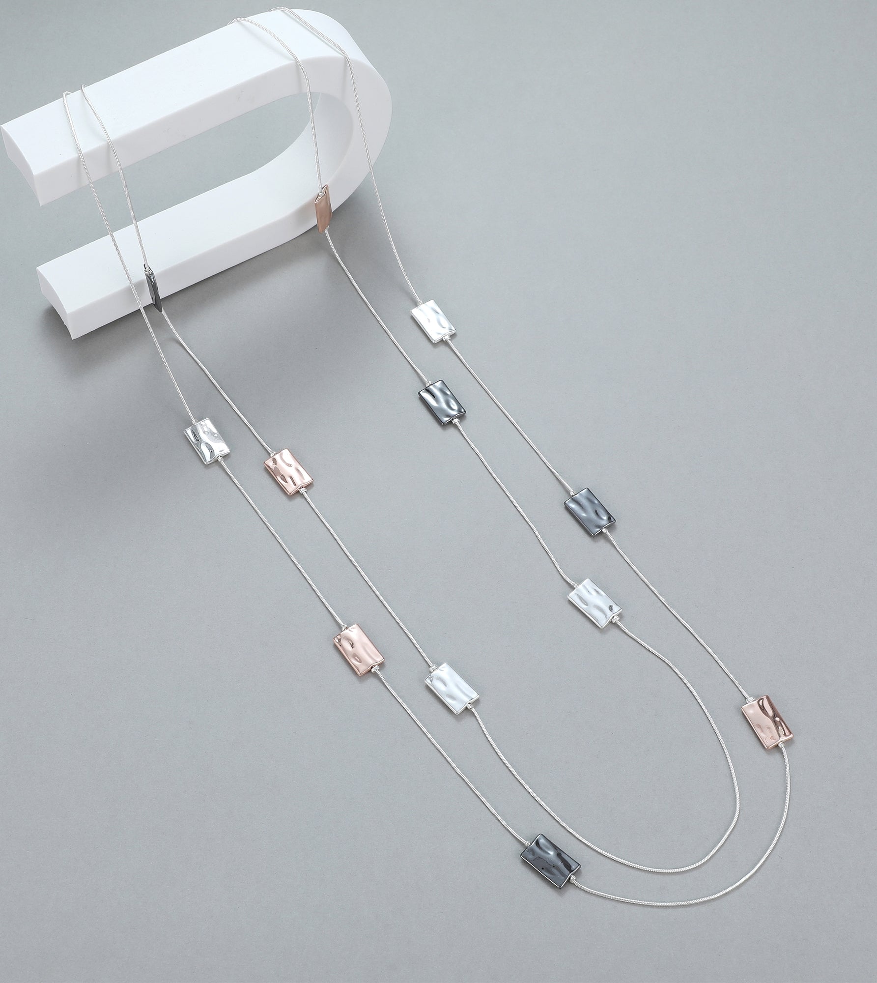 Indy Long Geometric Double Necklace - The Coastal Boutique