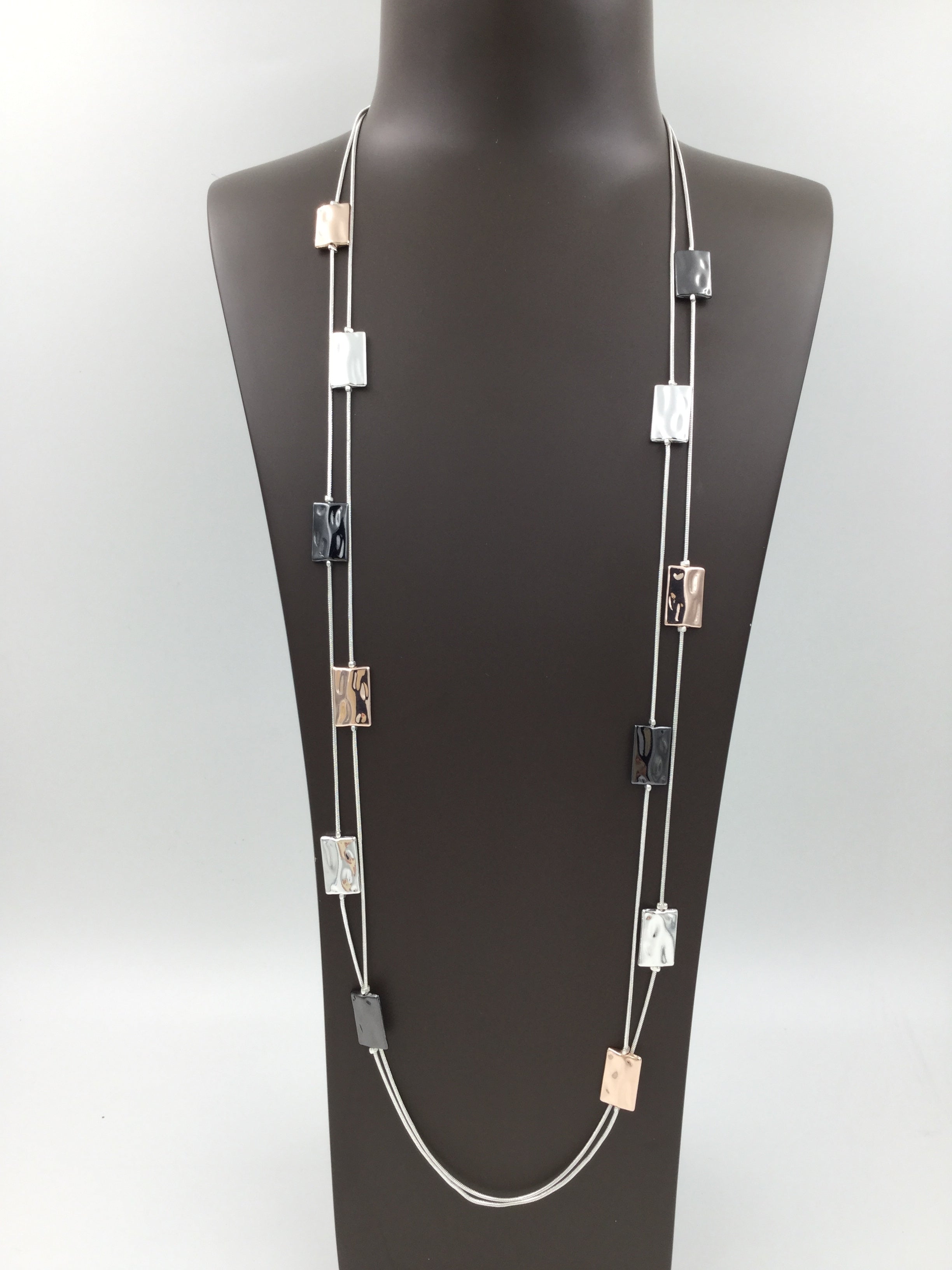 Indy Long Geometric Double Necklace - The Coastal Boutique