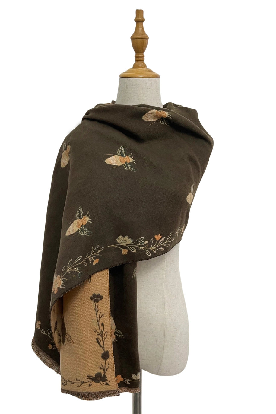 Bee Floral Soft Woven Frayed Scarf image 0