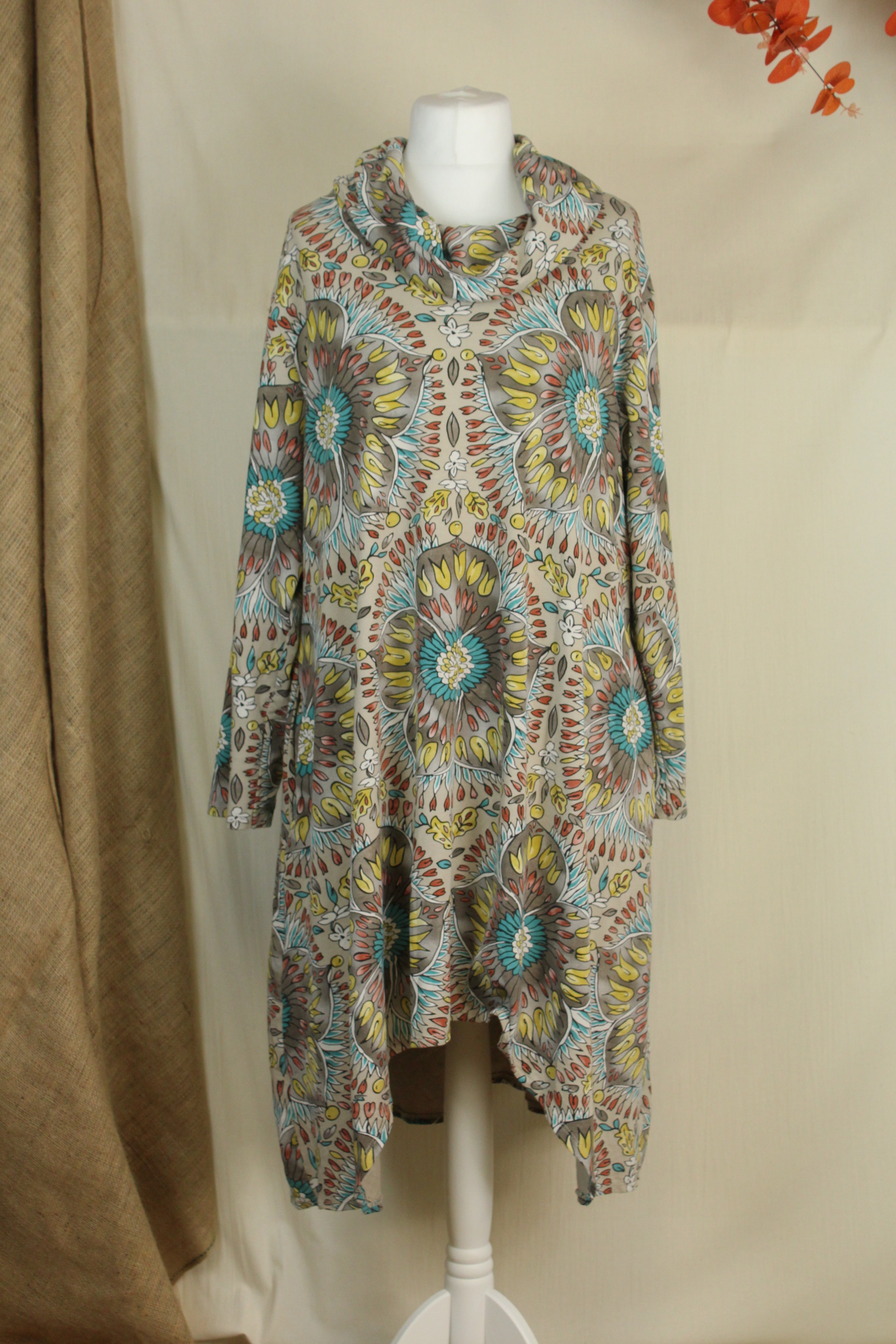 Plus Size Floral Cowl Neck Midi Dress image 0