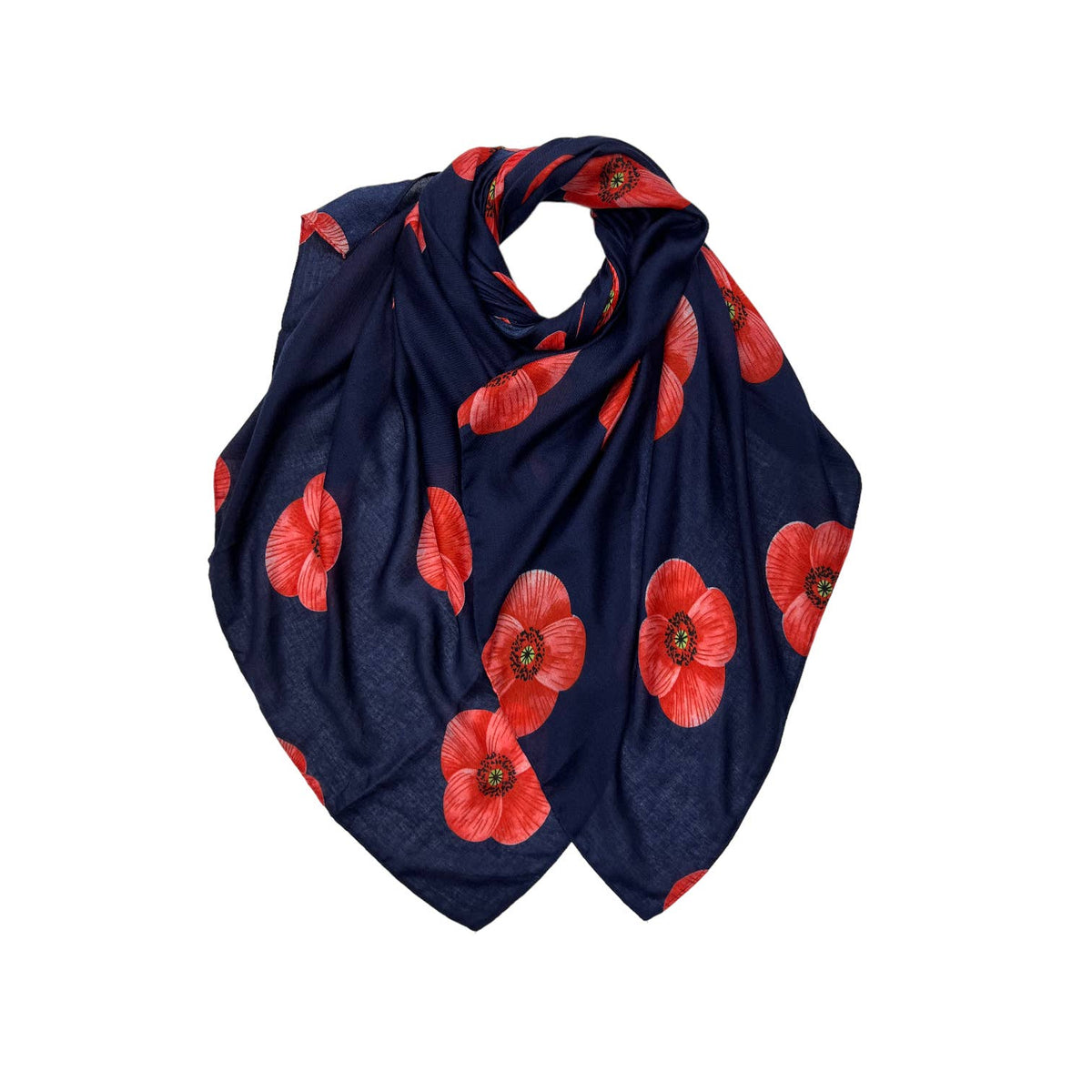 Poppy flower print on lightweight cotton mix scarf - The Coastal Boutique