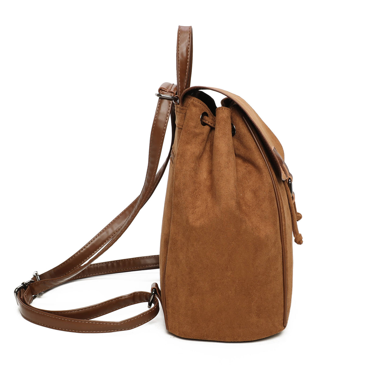 Suede-style flap backpack in Grey, Navy and Black - product view 9