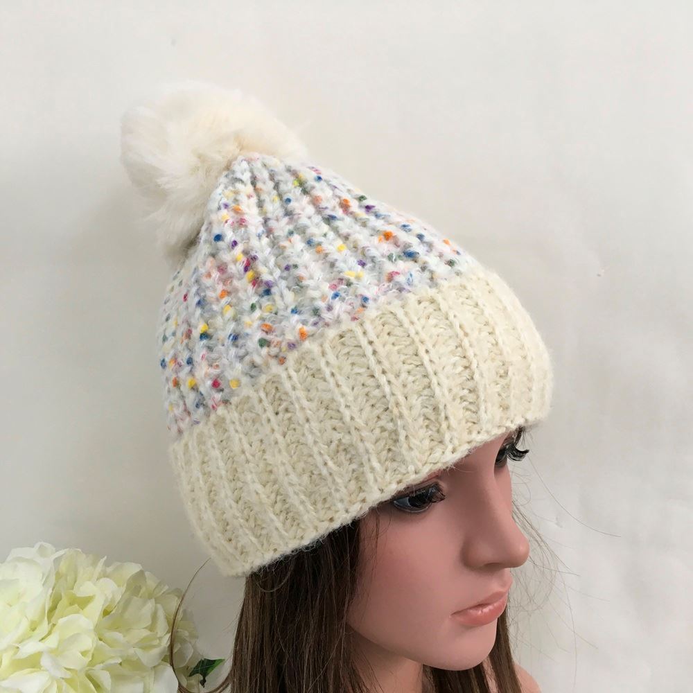 Speckle Knit Fleece Lined Bobble Hat image 1