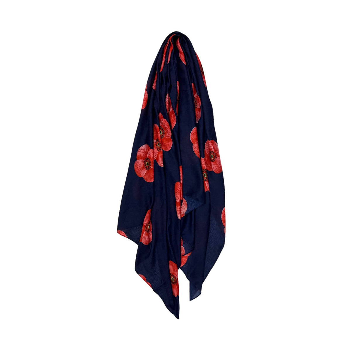 Poppy flower print on lightweight cotton mix scarf - The Coastal Boutique