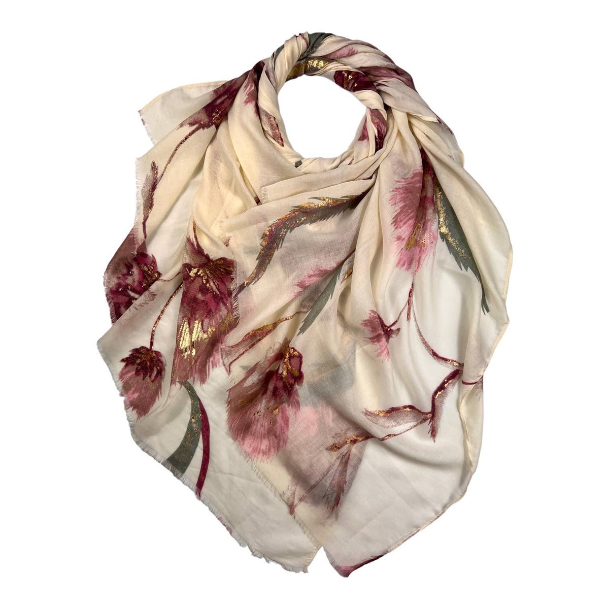 Dusty miller flower print on medium weight scarf