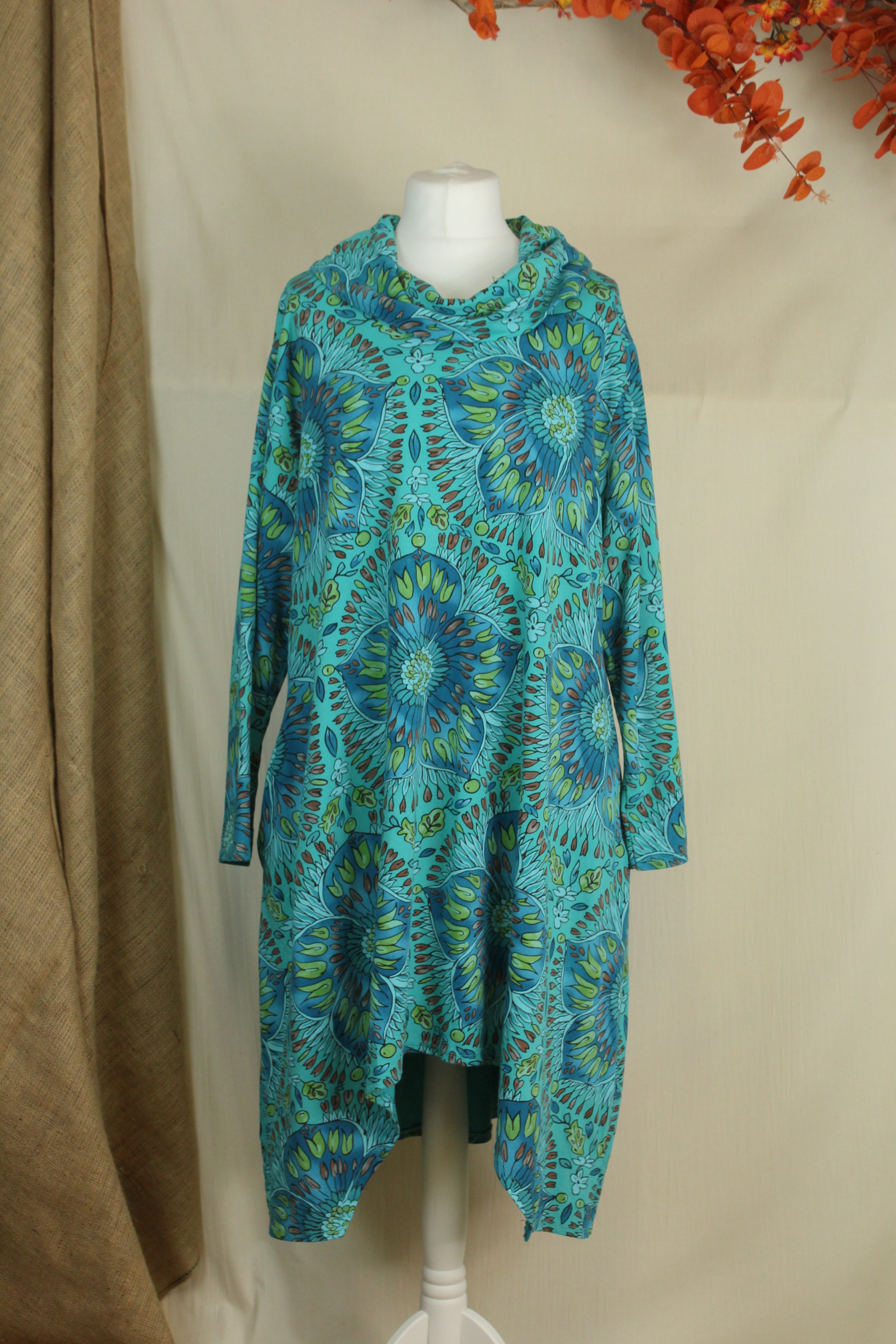 Plus Size Floral Cowl Neck Midi Dress image 4