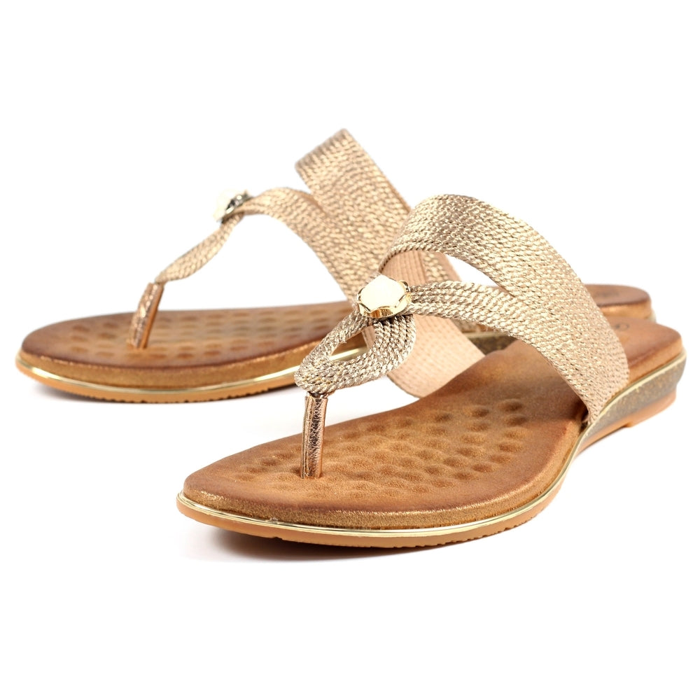 Lunar Ezra Gold Sandal with Toe Post image 6