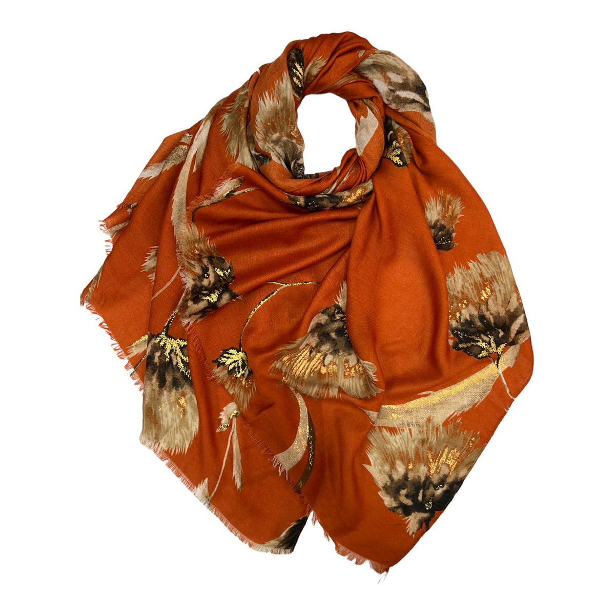 Dusty miller flower print on medium weight scarf