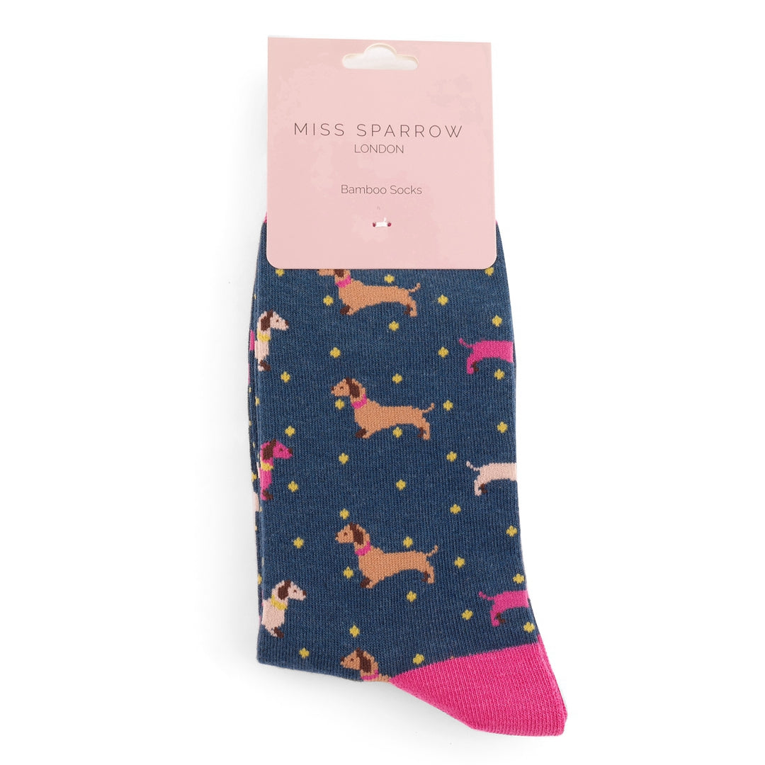 Women's Bamboo Socks - Dachshund Polka Dots image 2