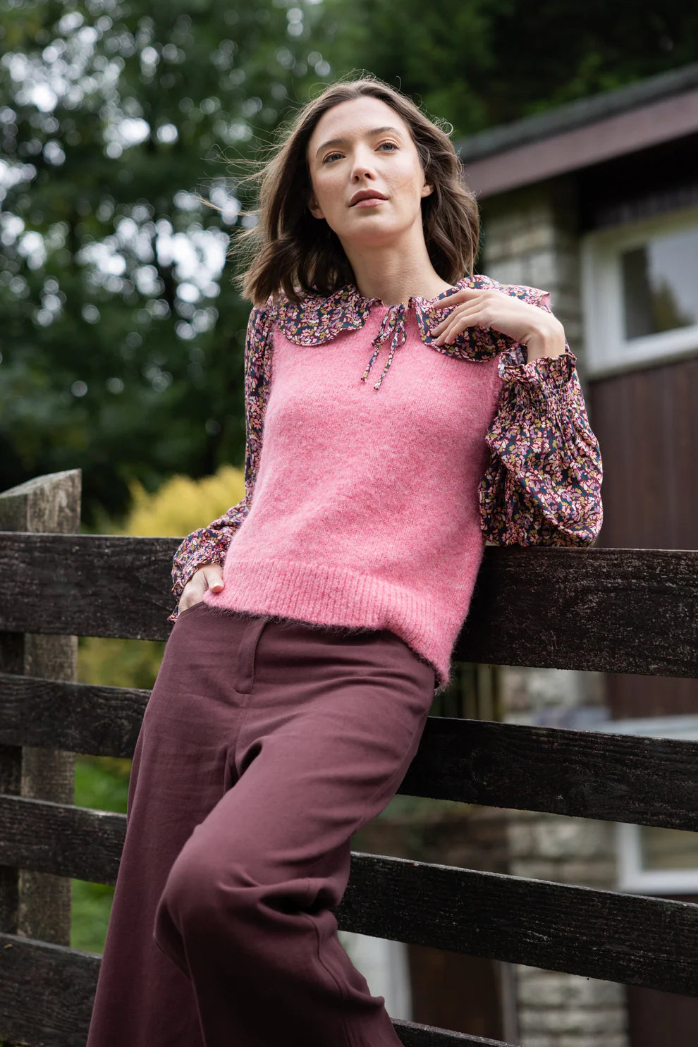 Saige Pink Scallop Edge Knitted Vest image 2