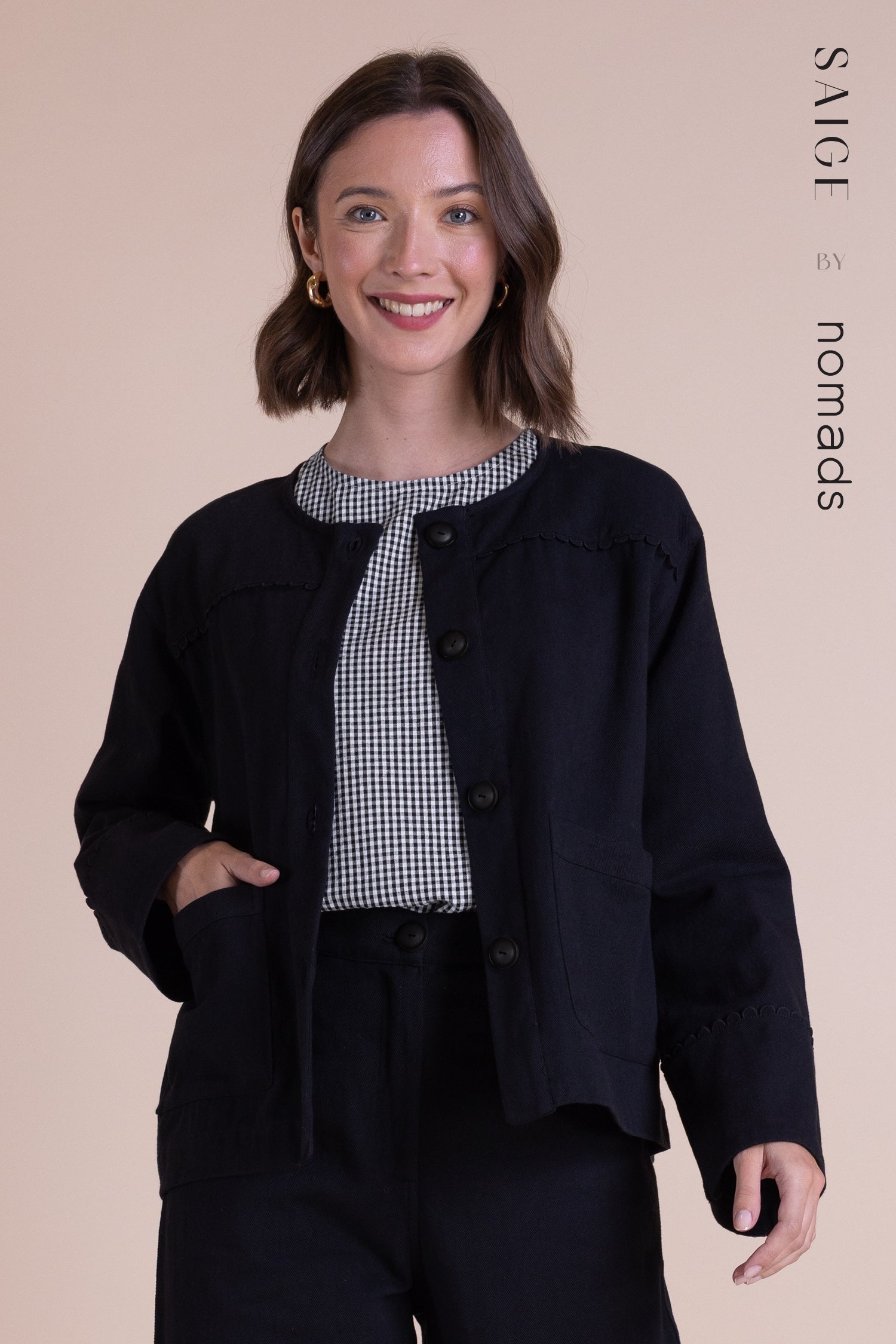 Saige Scallop Detail Button Up Jacket image 0