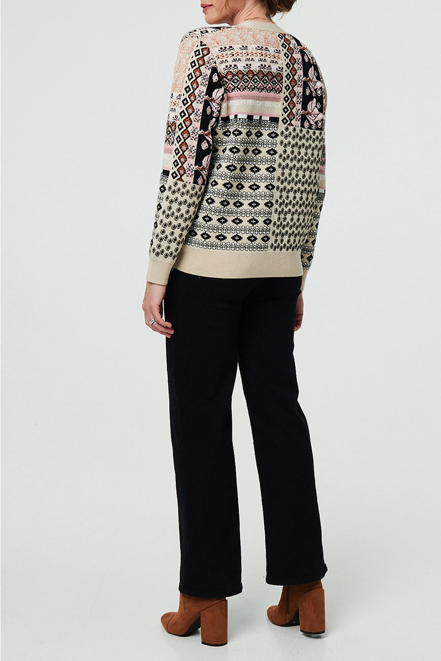 Patchwork Print Long Sleeve Cardigan - The Coastal Boutique