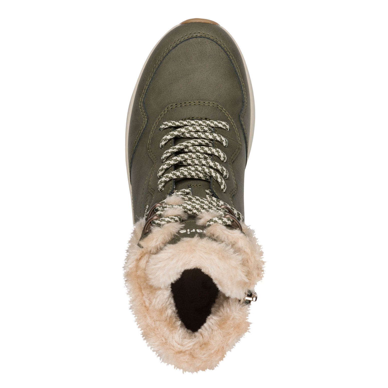 Tamaris Olive Faux Fur Lace-up Boots image 2