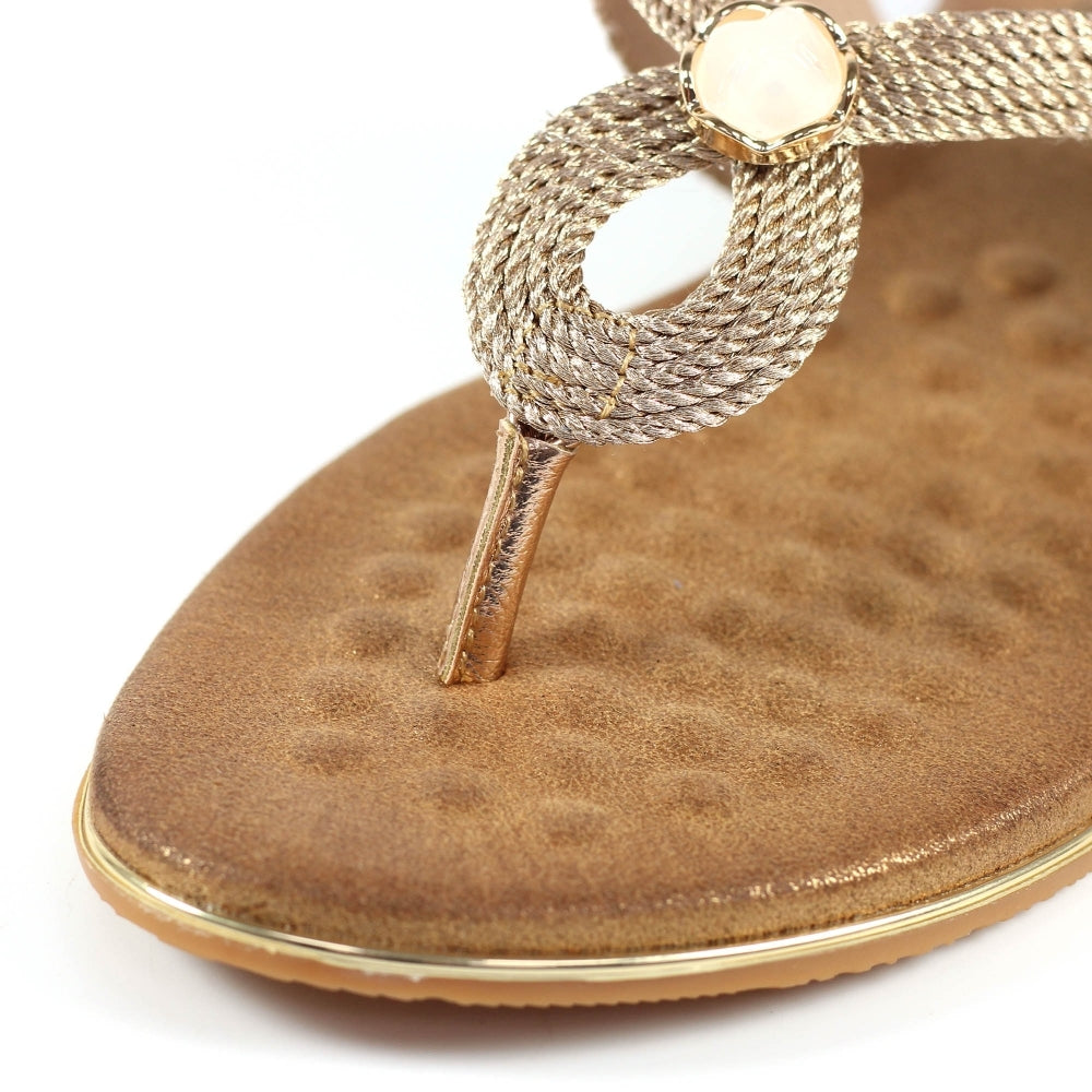 Lunar Ezra Gold Sandal with Toe Post image 4