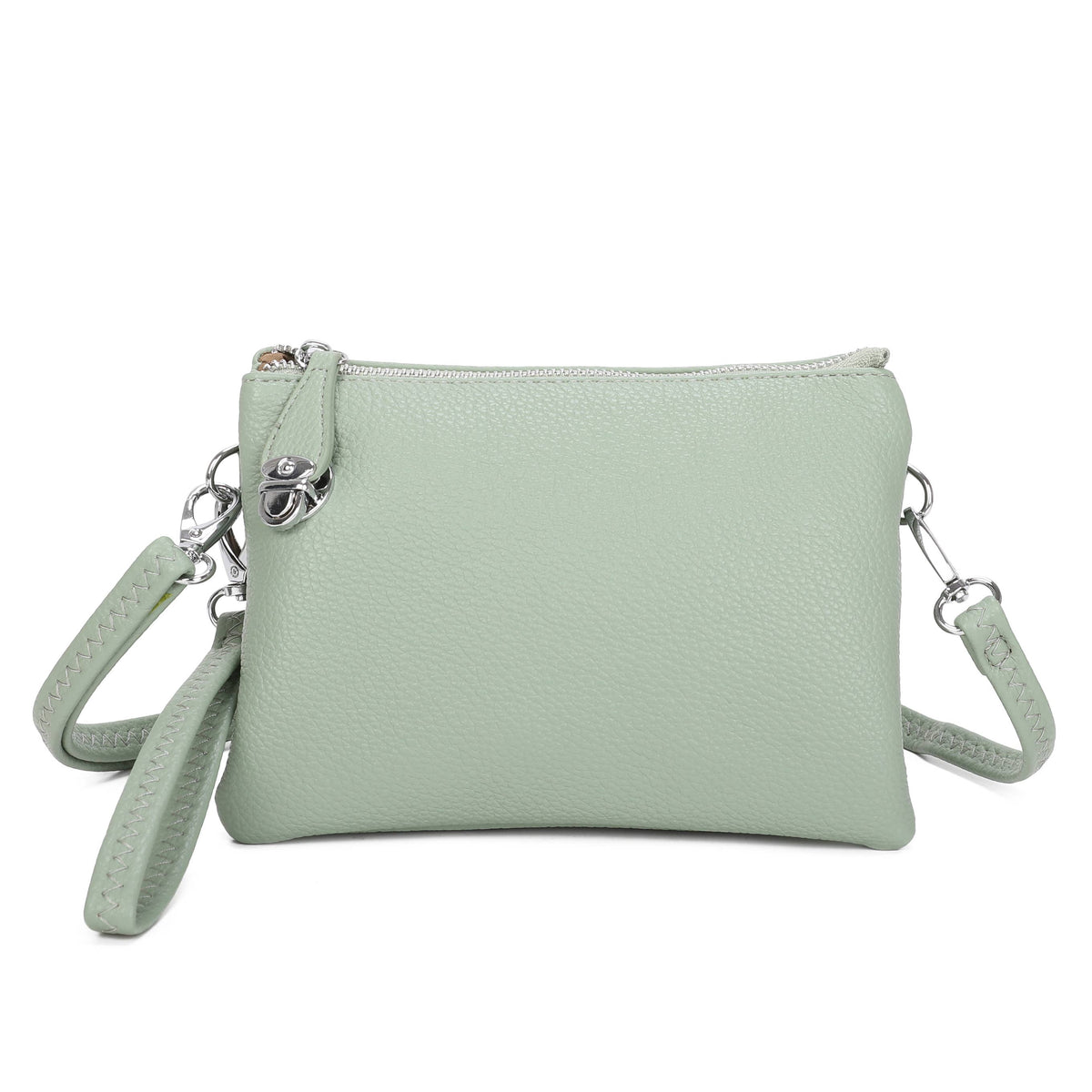 Double-zip crossbody pouch bag in Brown, Coffee, Teal and Navy - product view 8
