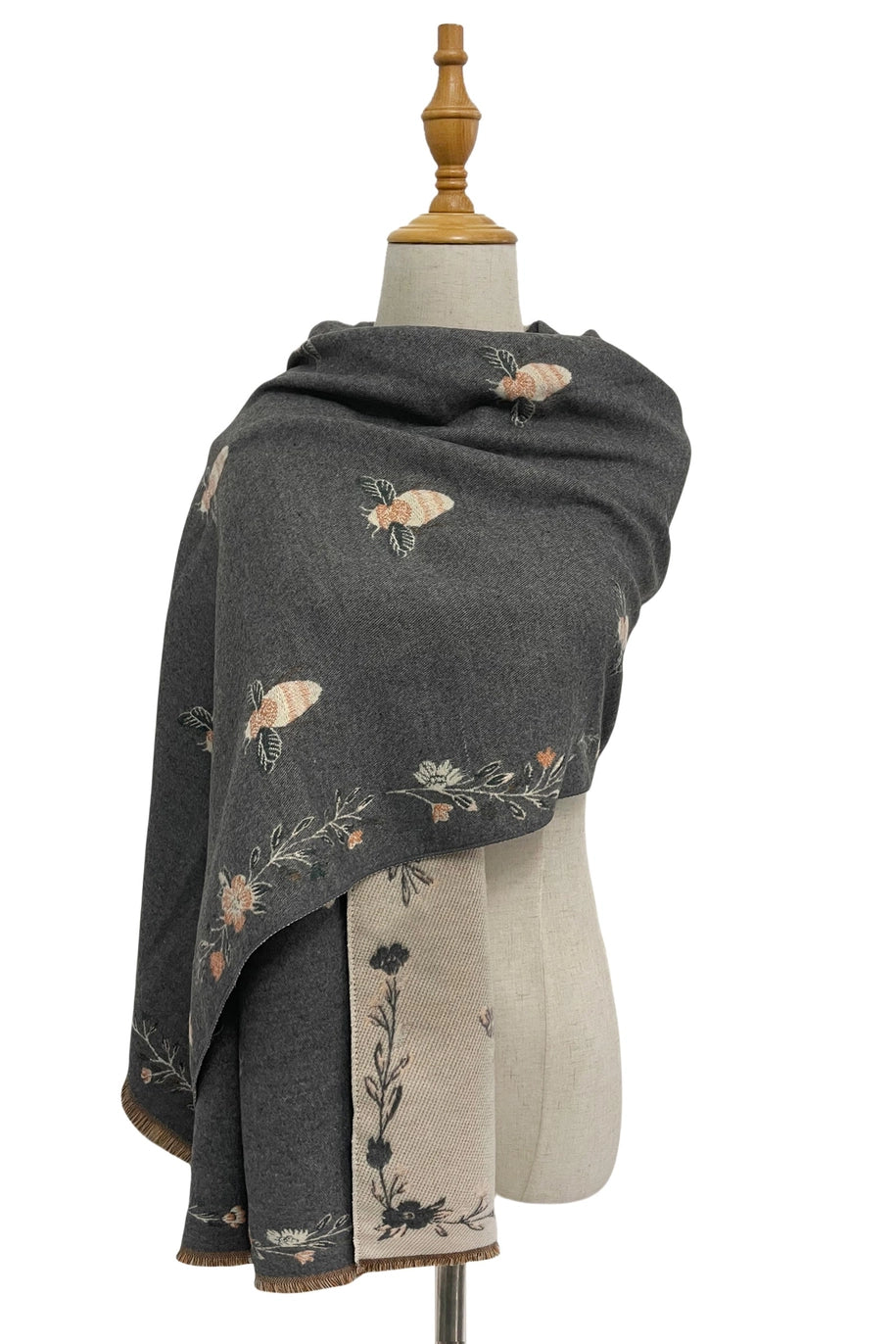 Bee Floral Soft Woven Frayed Scarf image 2