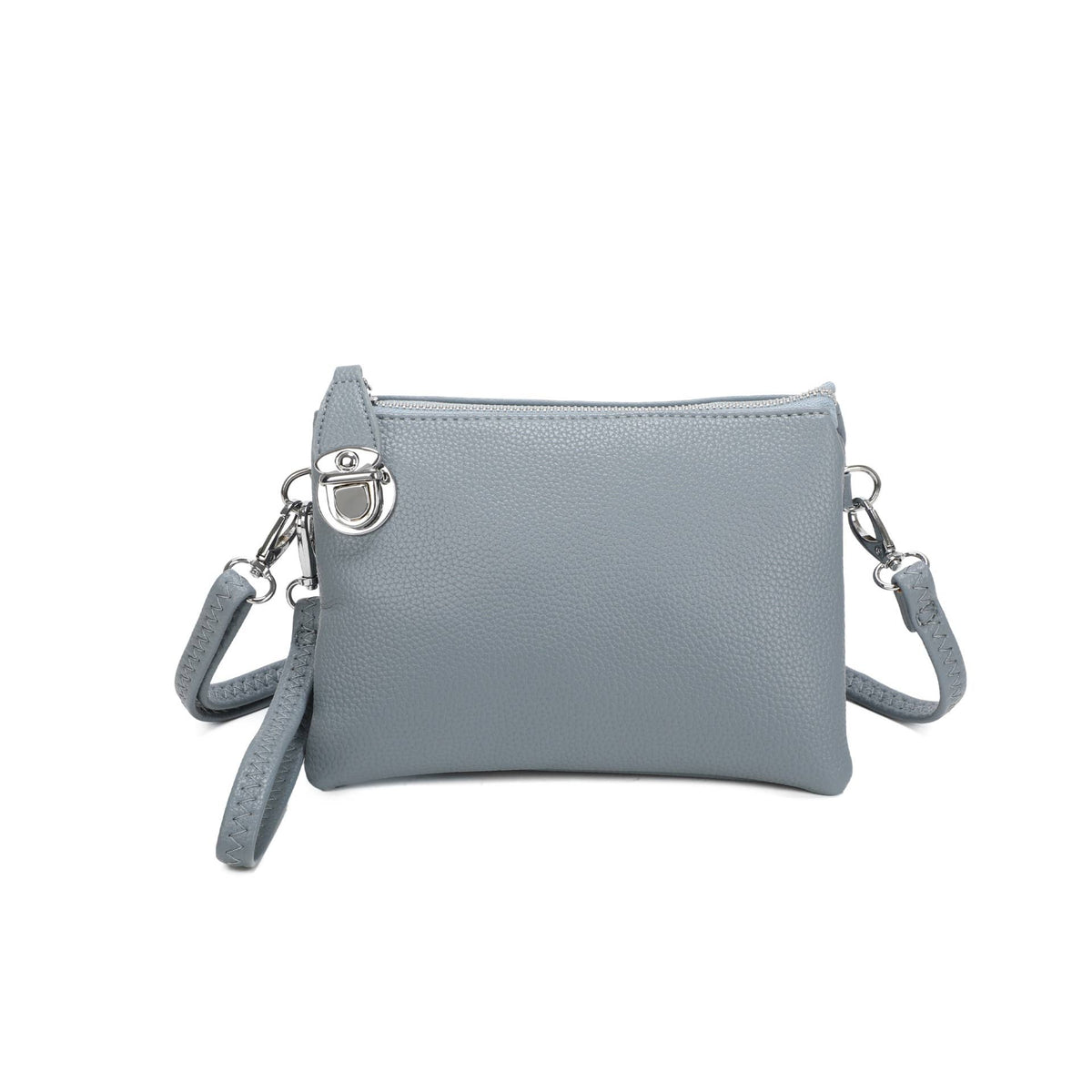 Double-zip crossbody pouch bag in Brown, Coffee, Teal and Navy - product view 14