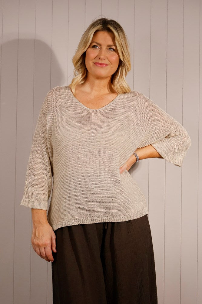 Goose Island V-Neck Fine Knit Top - The Coastal Boutique