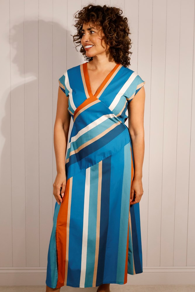 Goose Island Cotton Striped Bias Dress - The Coastal Boutique