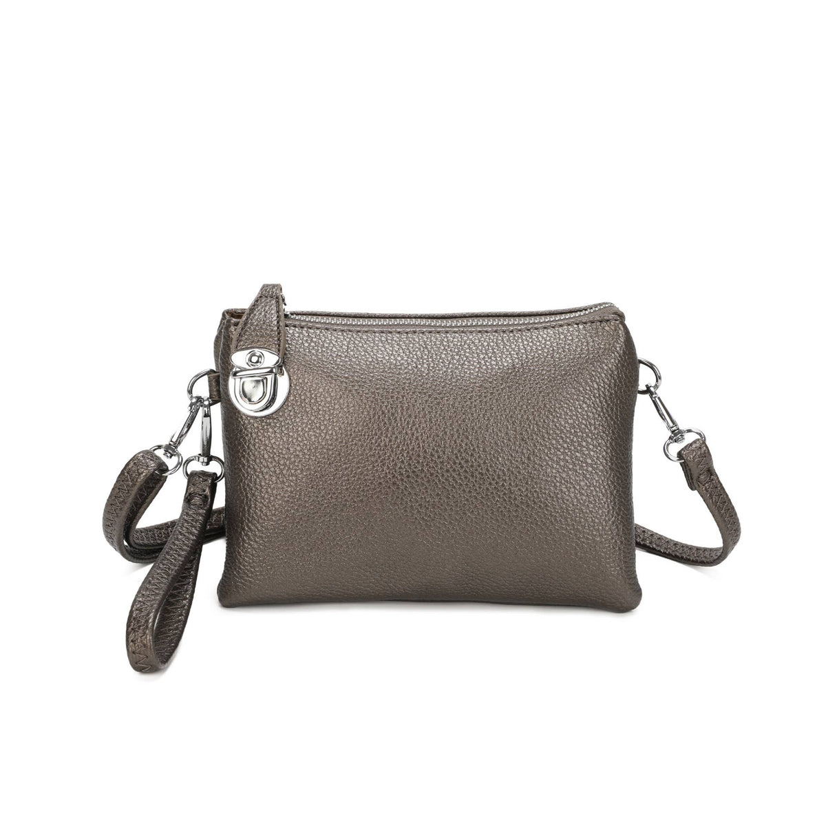 Double-zip crossbody pouch bag in Brown, Coffee, Teal and Navy - product view 15
