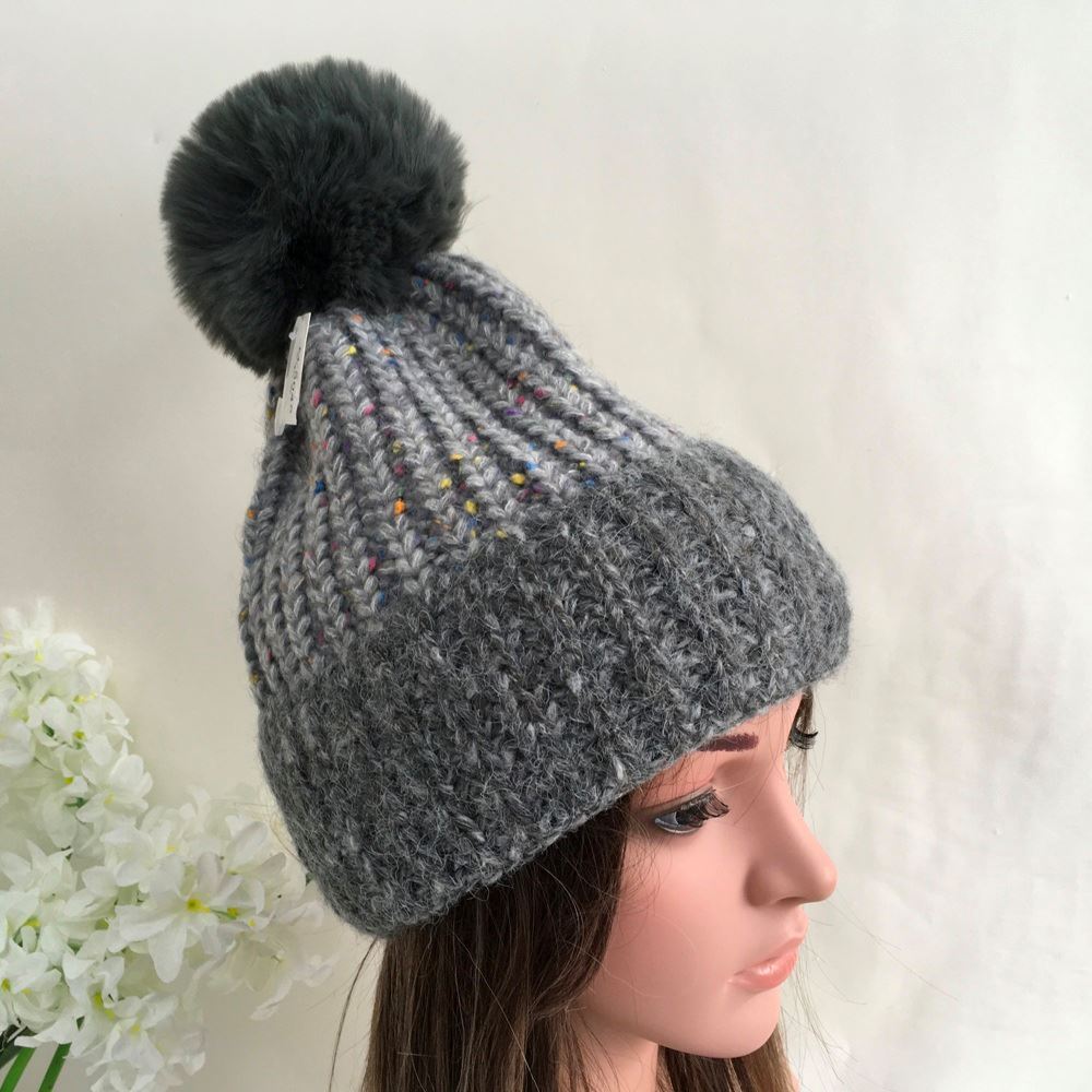Speckle Knit Fleece Lined Bobble Hat image 4