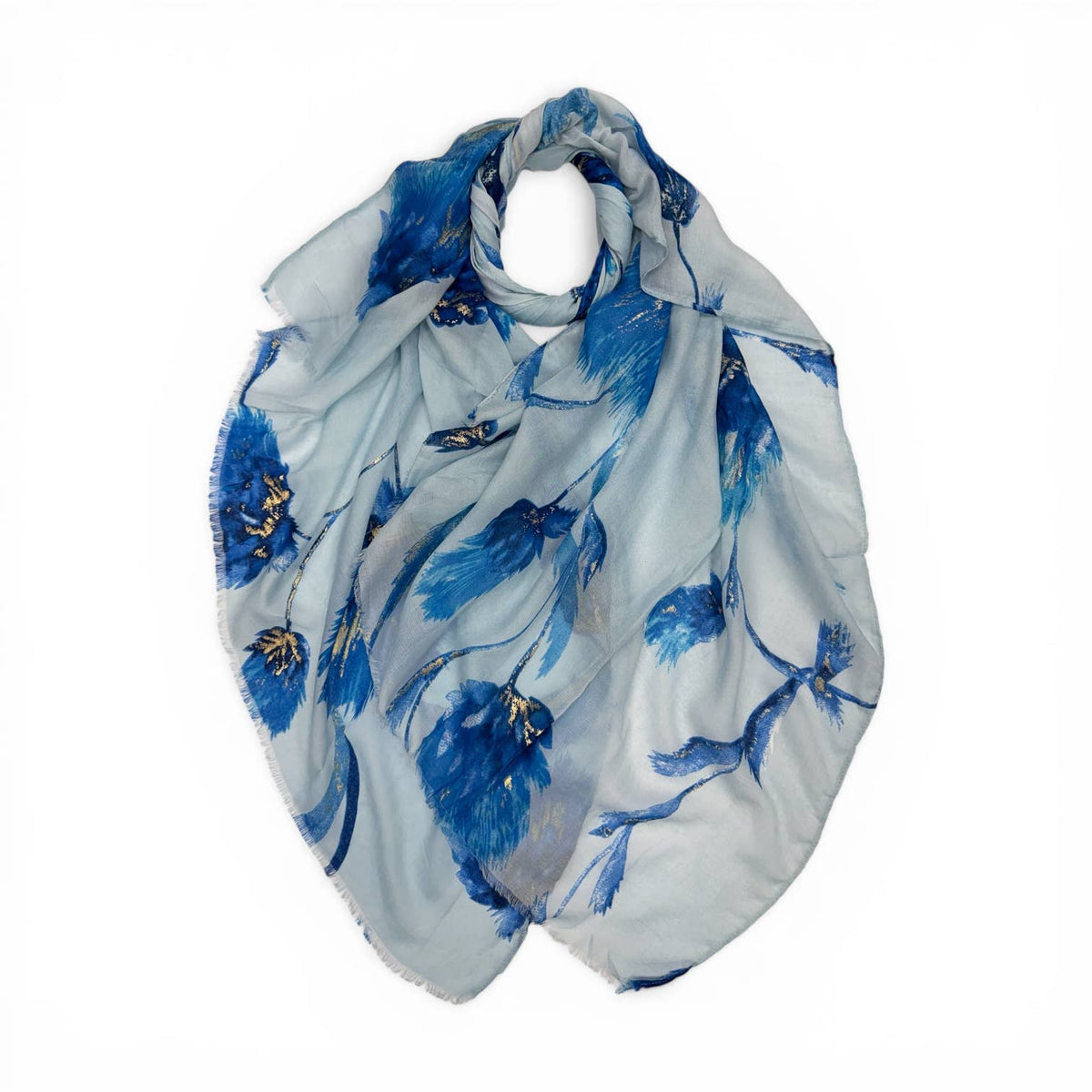 Dusty miller flower print on medium weight scarf