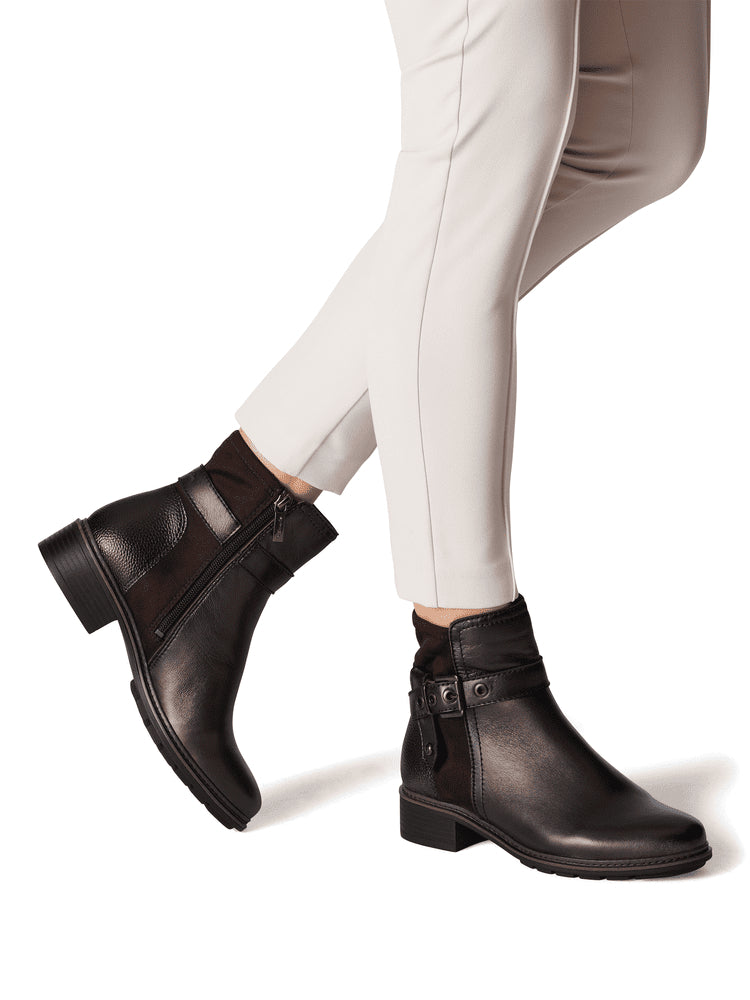 Tamaris Metallic Chocolate Brown Leather Ankle Boots image 1