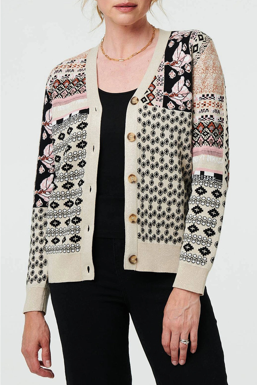 Patchwork Print Long Sleeve Cardigan - The Coastal Boutique