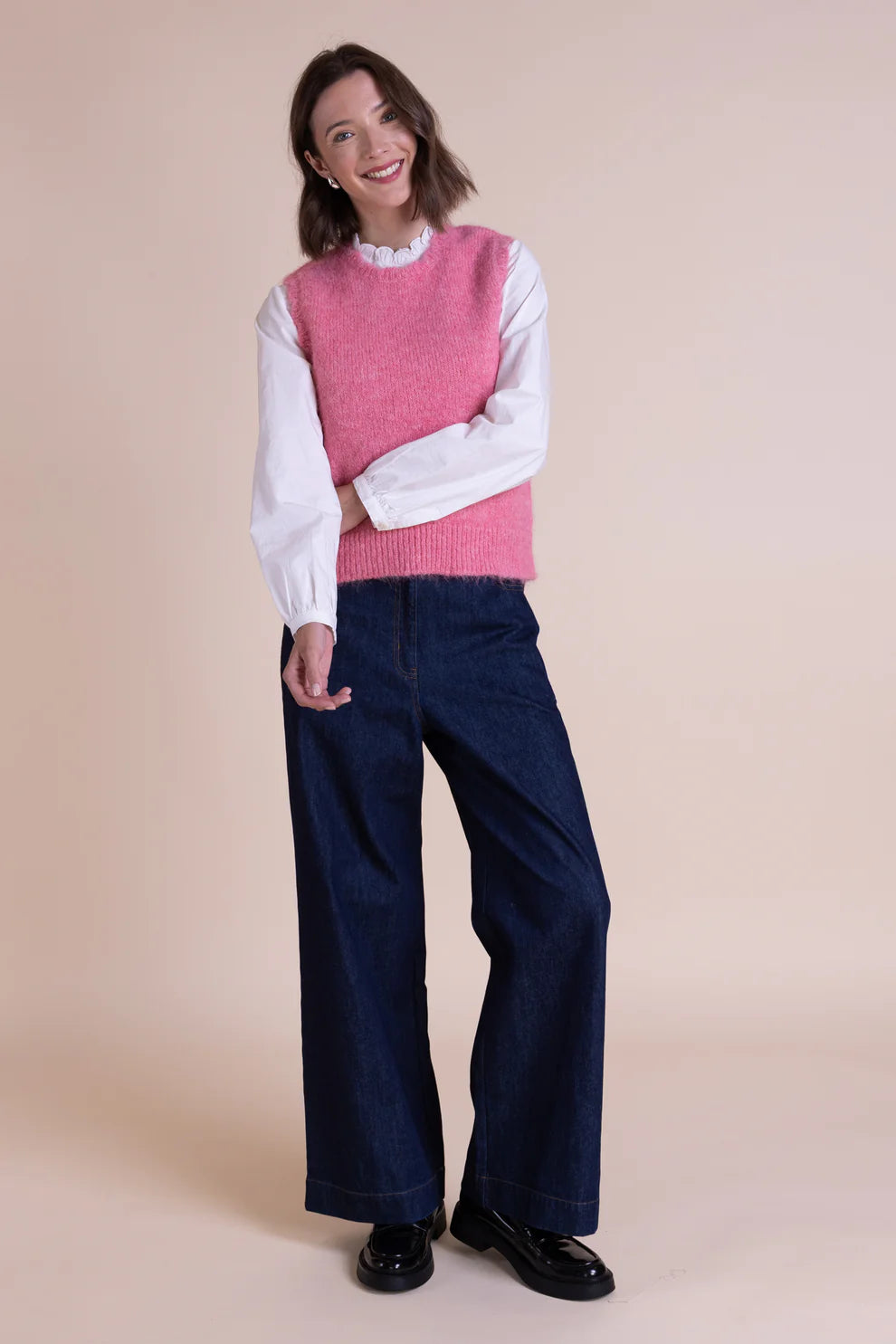 Saige Pink Scallop Edge Knitted Vest image 3