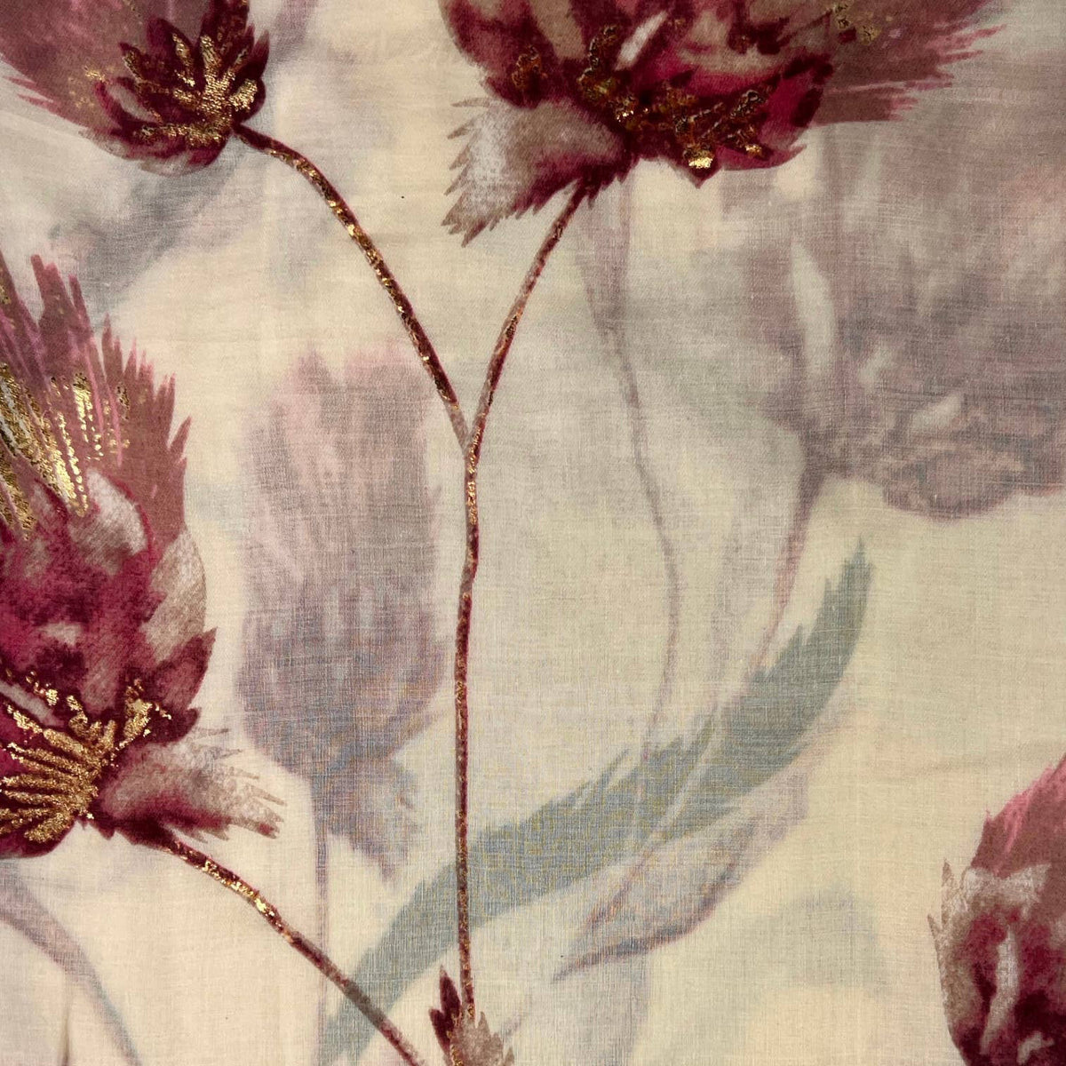 Dusty miller flower print on medium weight scarf