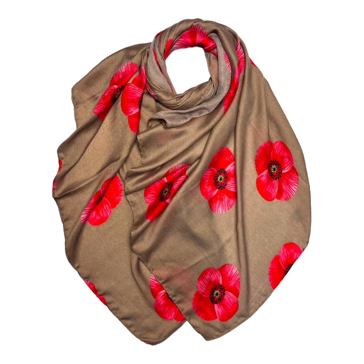 Poppy flower print on lightweight cotton mix scarf - The Coastal Boutique