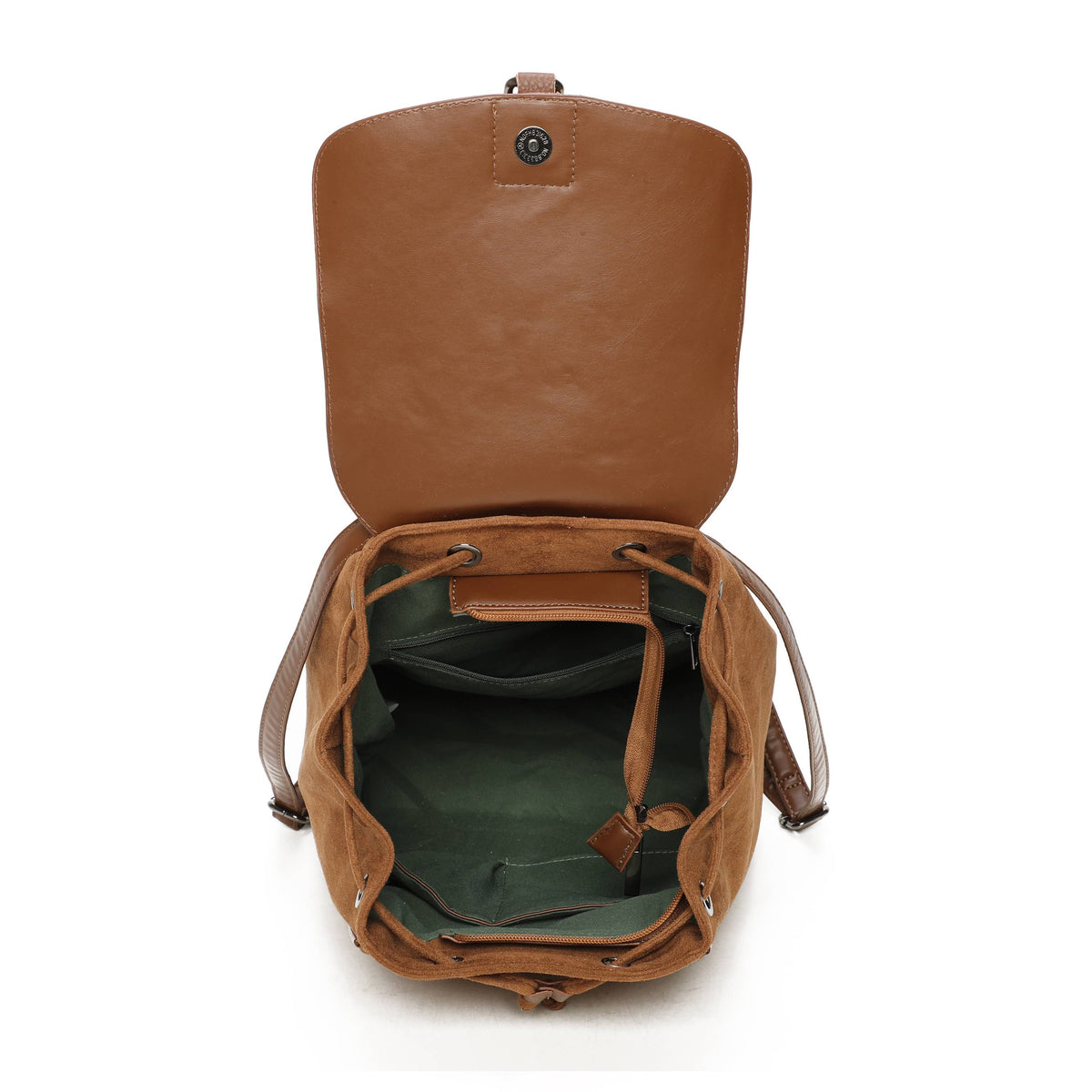 Suede-style flap backpack in Grey, Navy and Black - product view 11