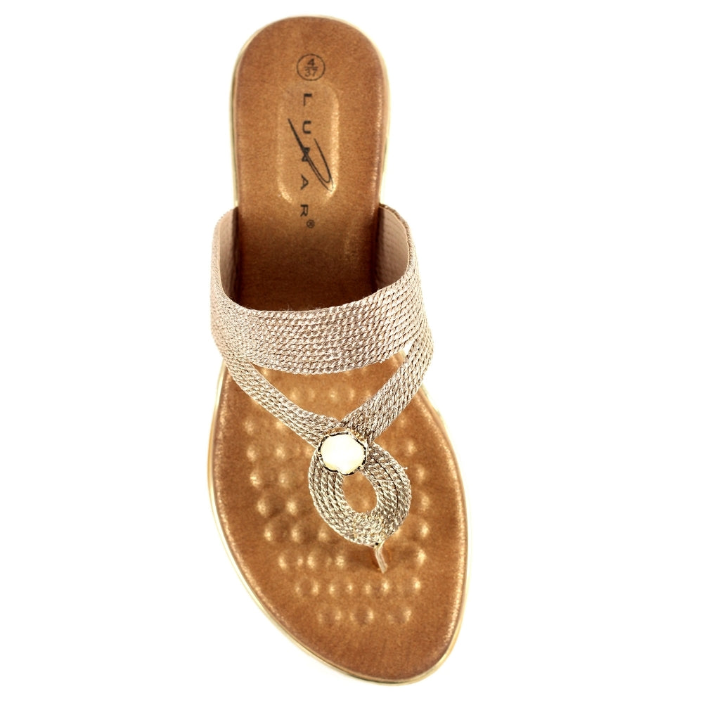 Lunar Ezra Gold Sandal with Toe Post image 5