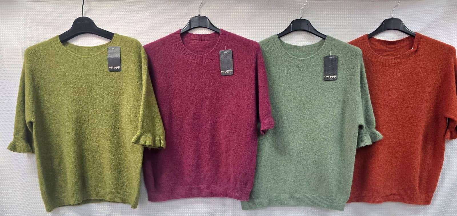 Italian soft-knit top with frill sleeve detail