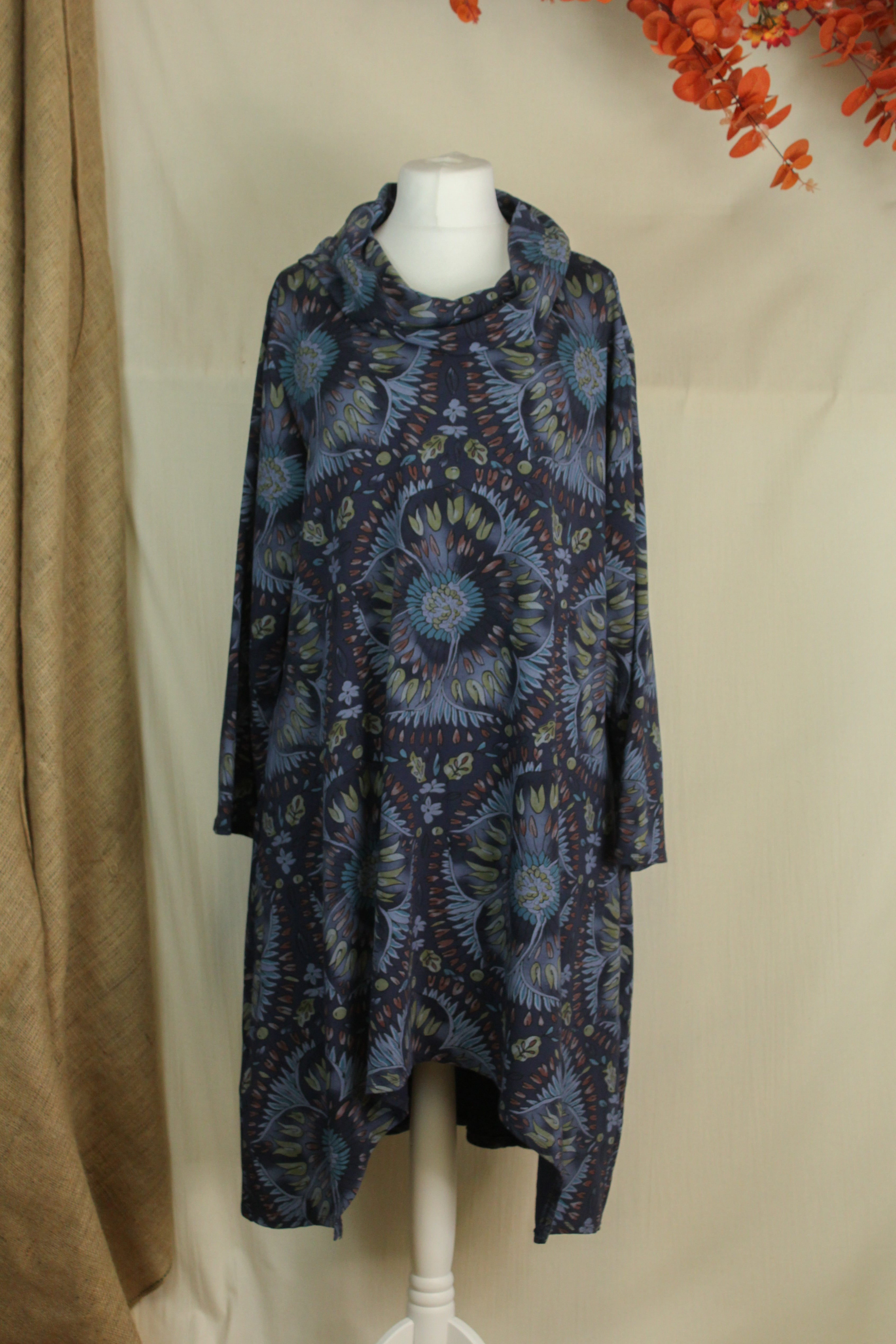 Plus Size Floral Cowl Neck Midi Dress image 3