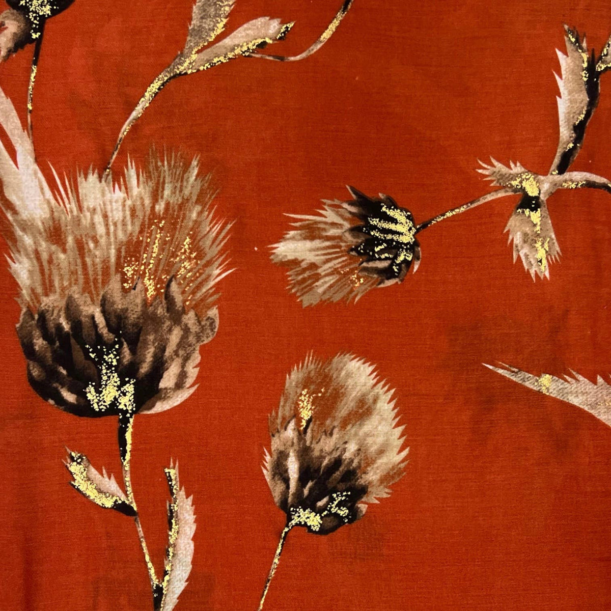 Dusty miller flower print on medium weight scarf