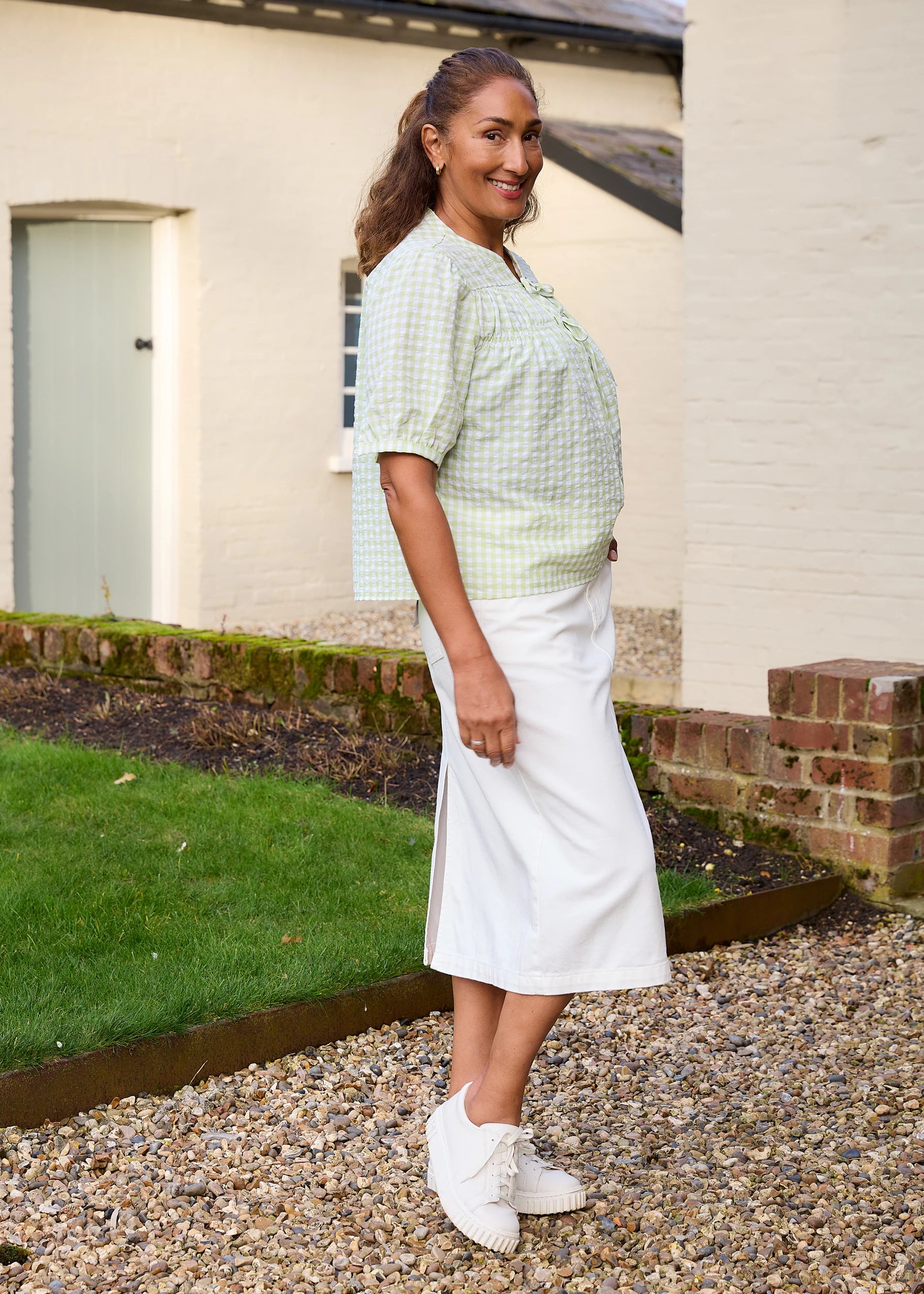 Dreams Gingham Tie Neck Blouse - The Coastal Boutique